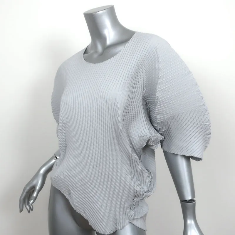 NU London Black Label Top Asymétrique Plissé Gris Clair Taille 0 Blouse à Manches Courtes