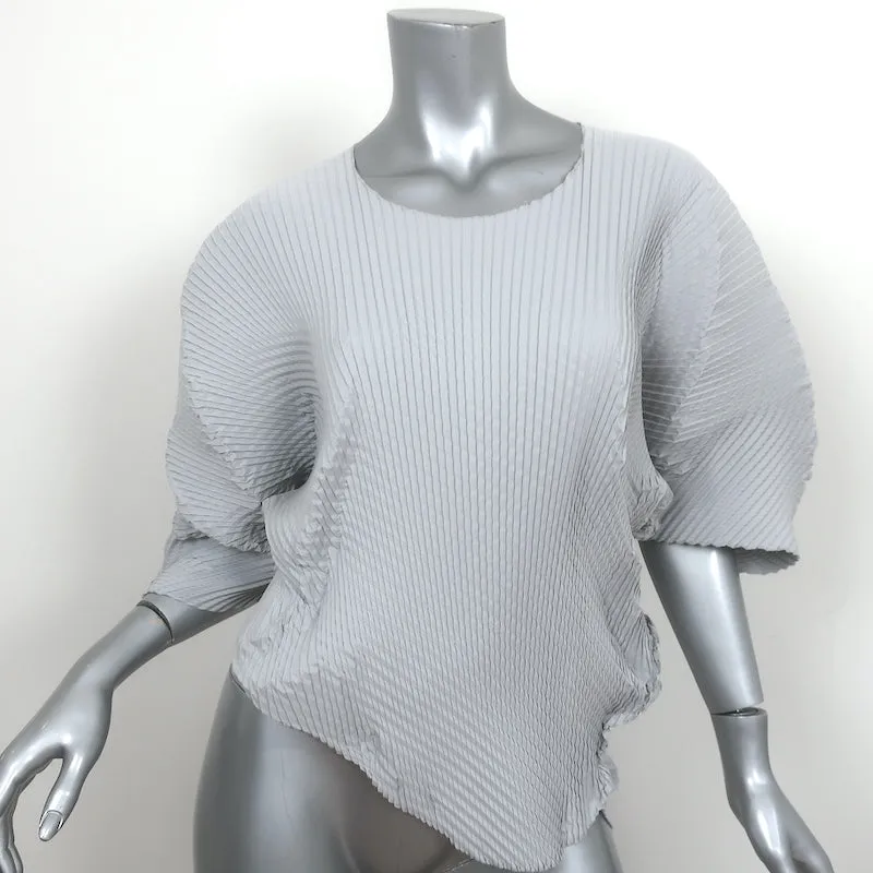 NU London Black Label Top Asymétrique Plissé Gris Clair Taille 0 Blouse à Manches Courtes