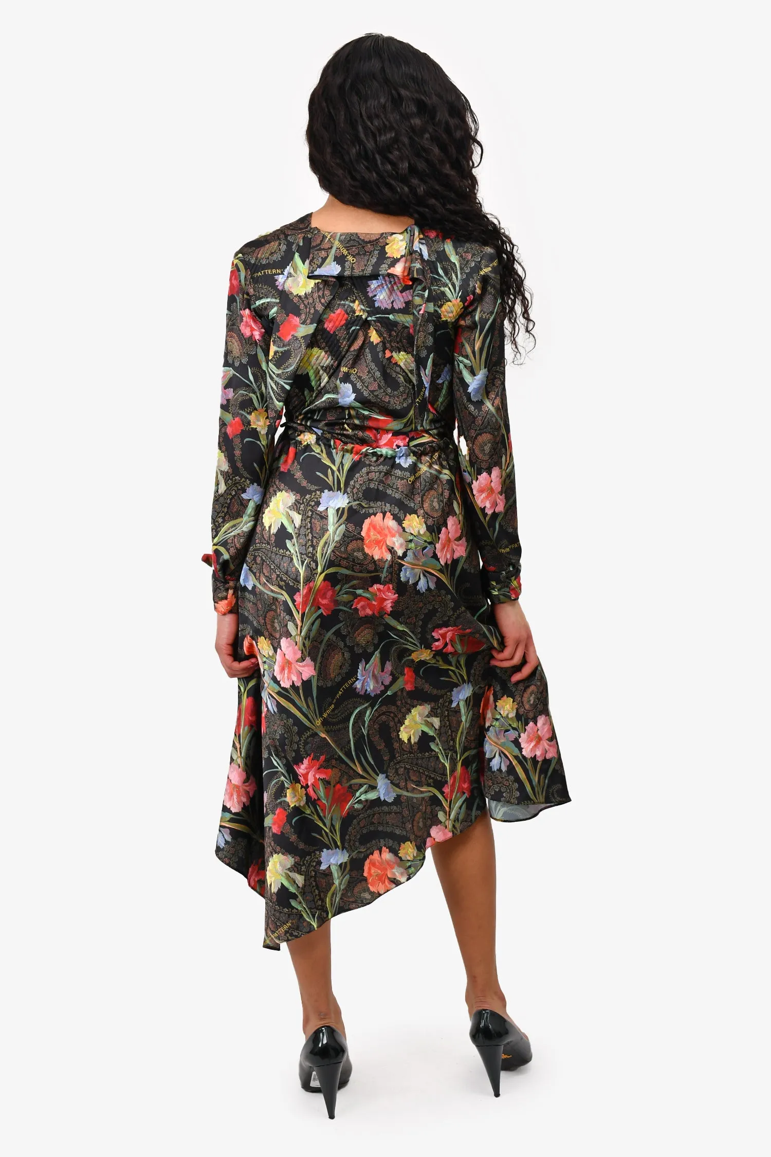 Robe asymétrique florale Off-White noir/rose Taille 42