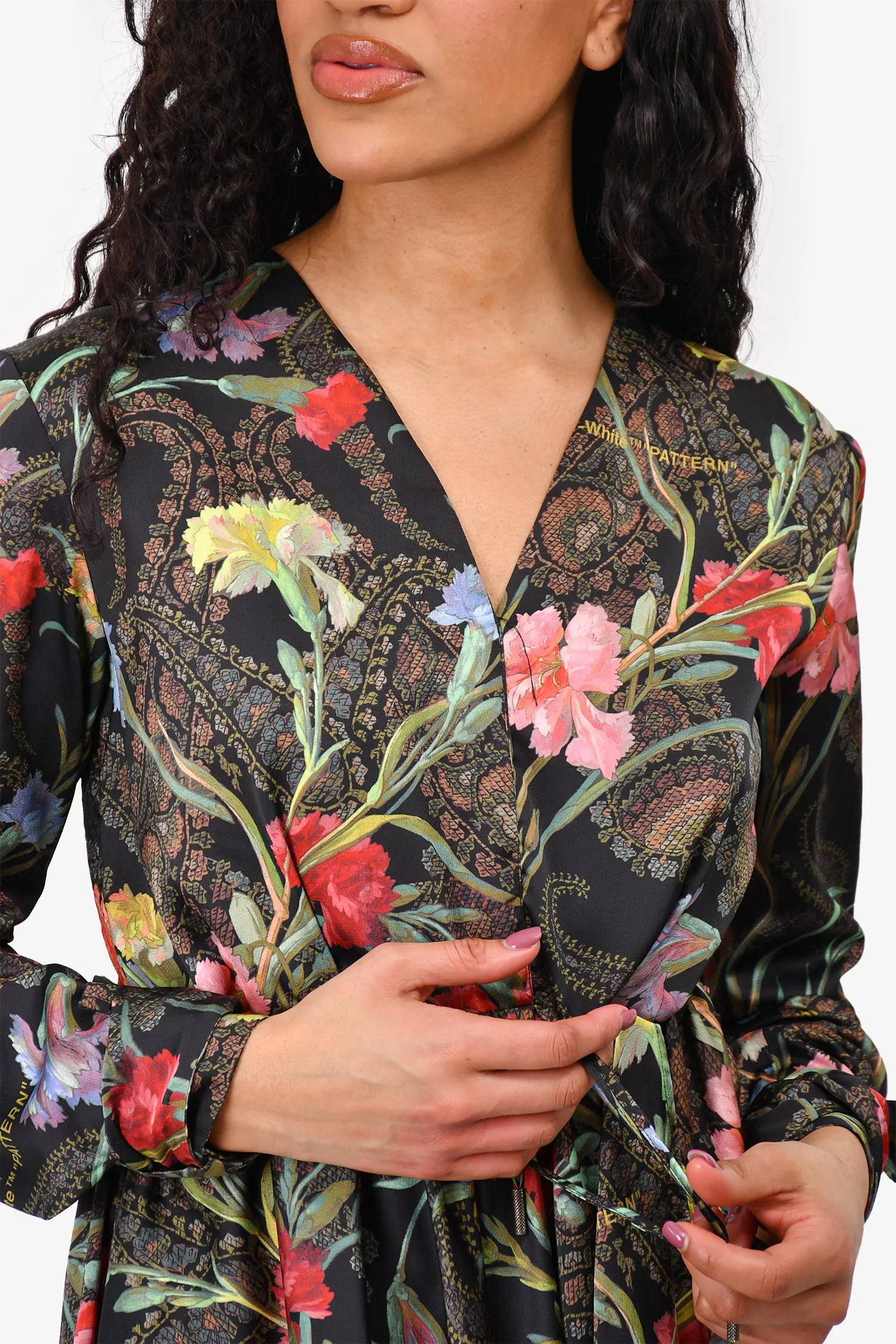 Robe asymétrique florale Off-White noir/rose Taille 42