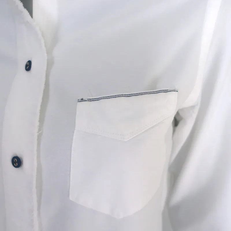 Officine Generale Benoit Chemise à Boutons Raw Edge en Coton Blanc Taille Small
