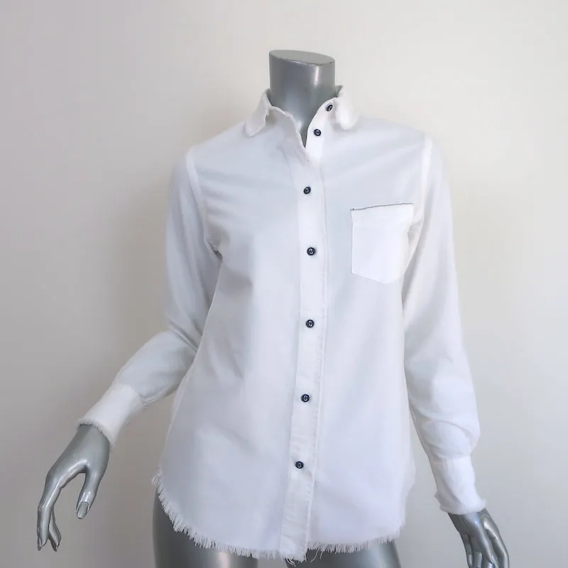 Officine Generale Benoit Chemise à Boutons Raw Edge en Coton Blanc Taille Small