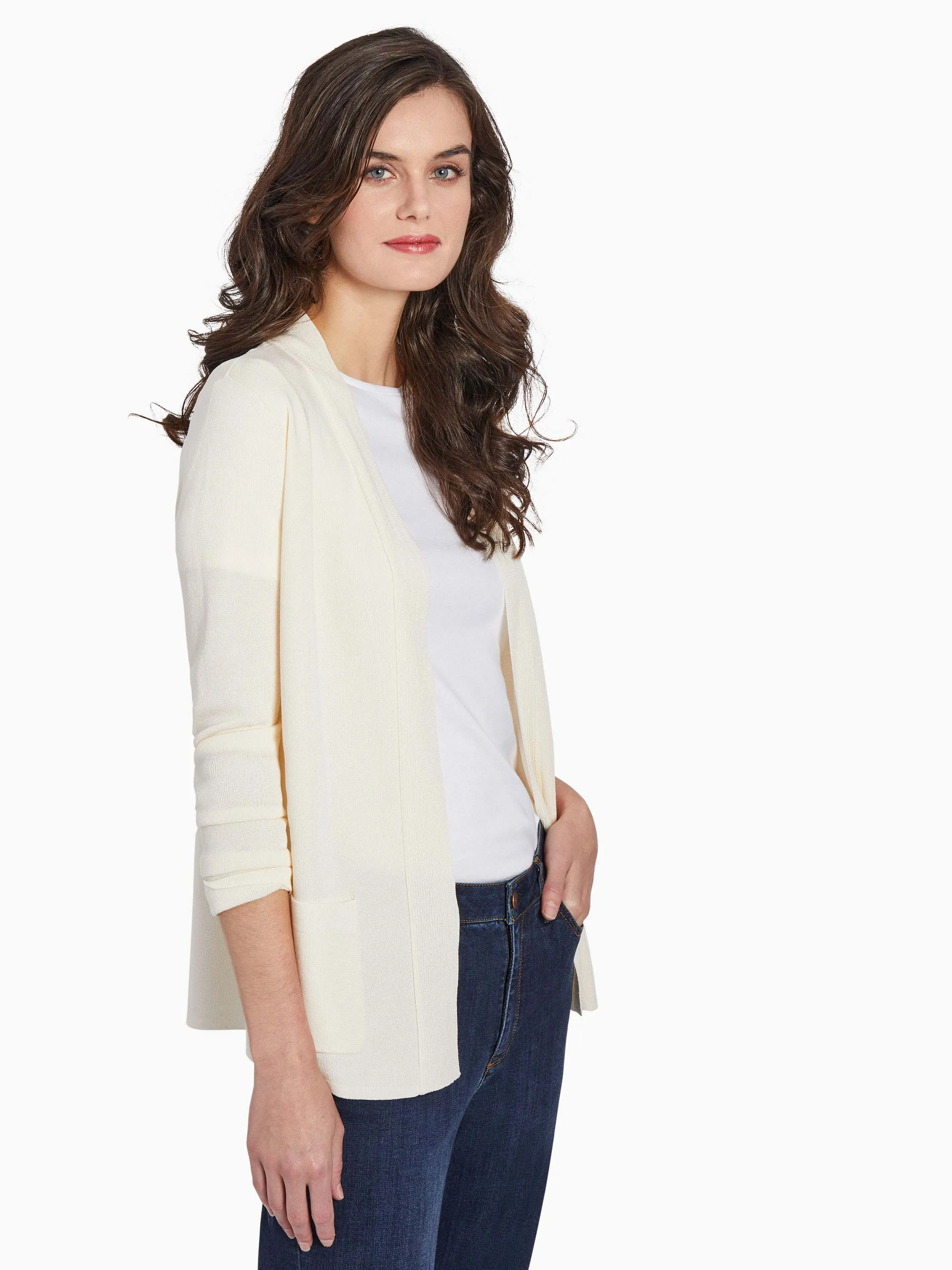Cardigan Iconique Côtelé Ouvert