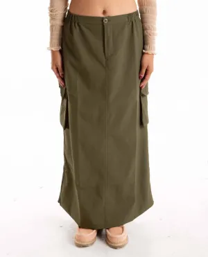 Orion Cargo Midi Skirt In Olive