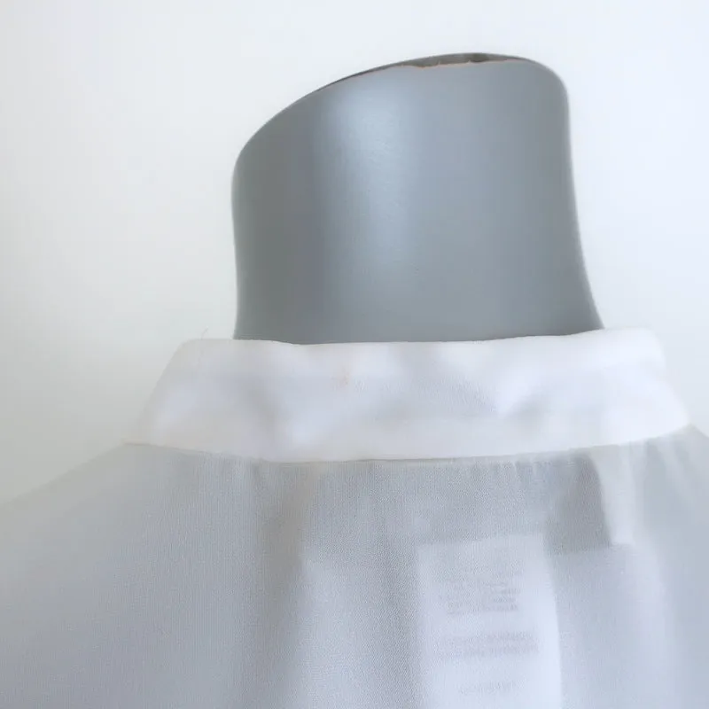 Oscar de la Renta Blouse en Soie Crème avec Garniture Florale en Organza Taille 6 NEUVE