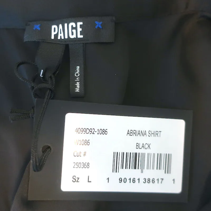 PAIGE Chemisier Noir en Satin Abriana Flare à Manches Longues avec Poignets Taille Grande NEUF