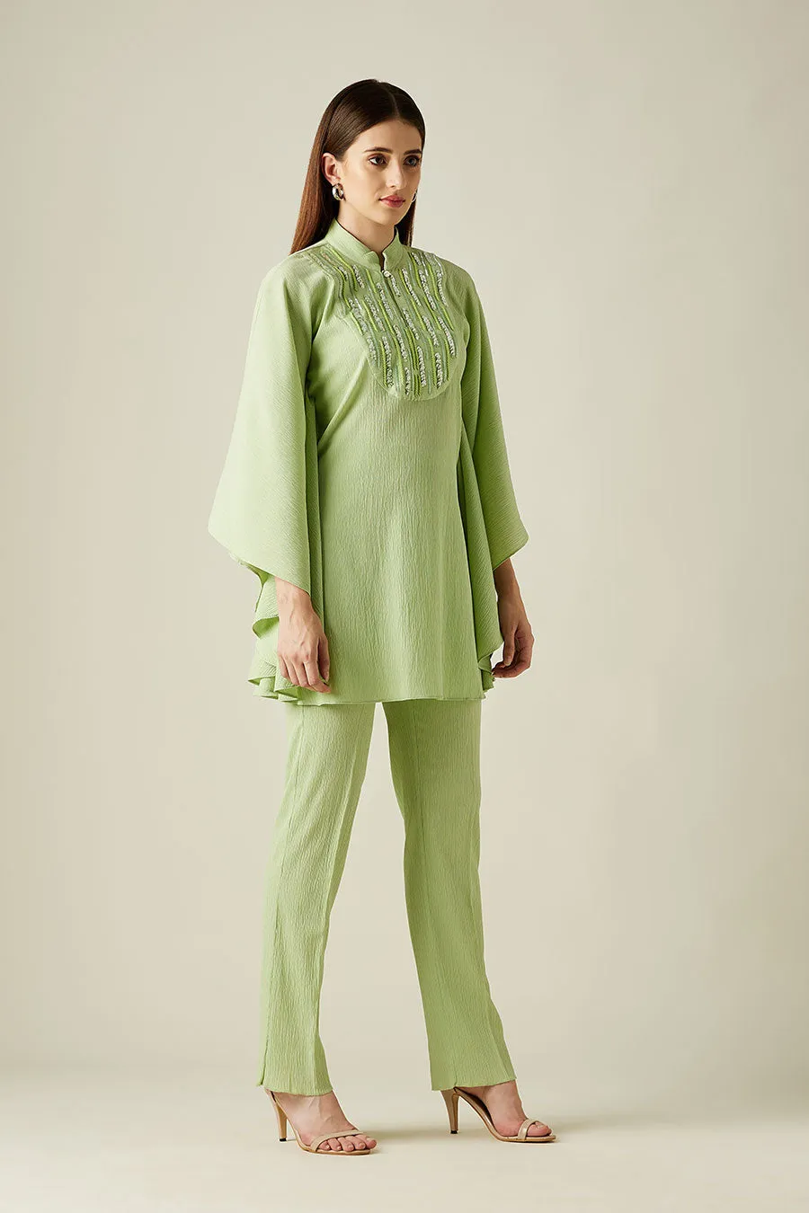 Ensemble Coordonné Kaftan et Pantalon Vert Galet