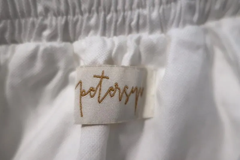 Petersyn Haut décolleté bretelle ciel blanc en coton froncé Taille S