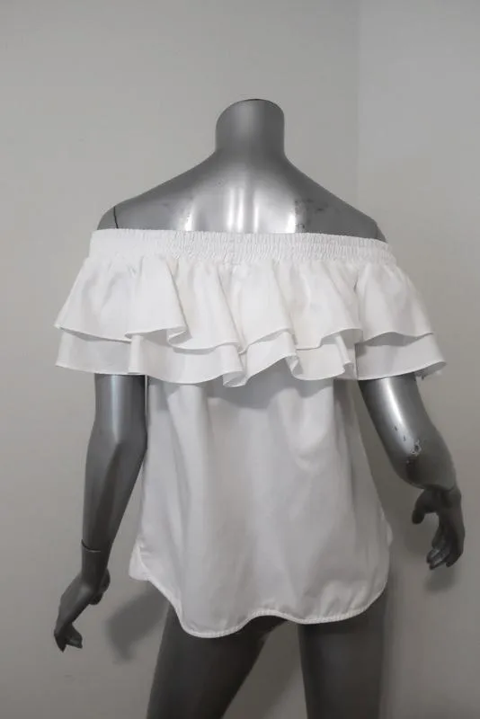 Petersyn Haut décolleté bretelle ciel blanc en coton froncé Taille S