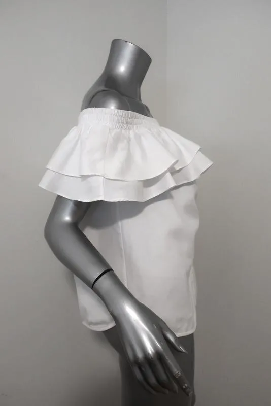 Petersyn Haut décolleté bretelle ciel blanc en coton froncé Taille S