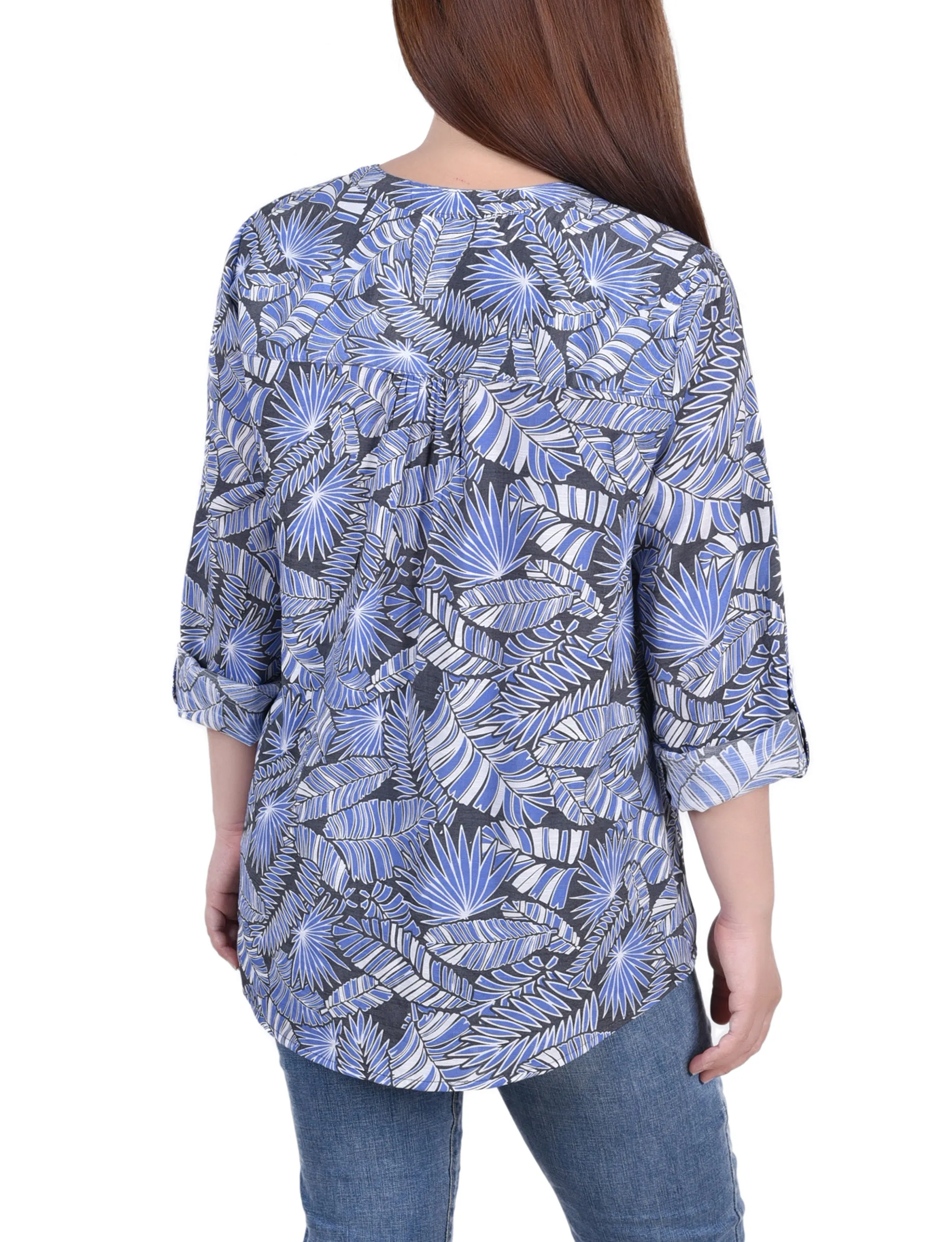 Blouse Petite à manches 3/4 retroussées