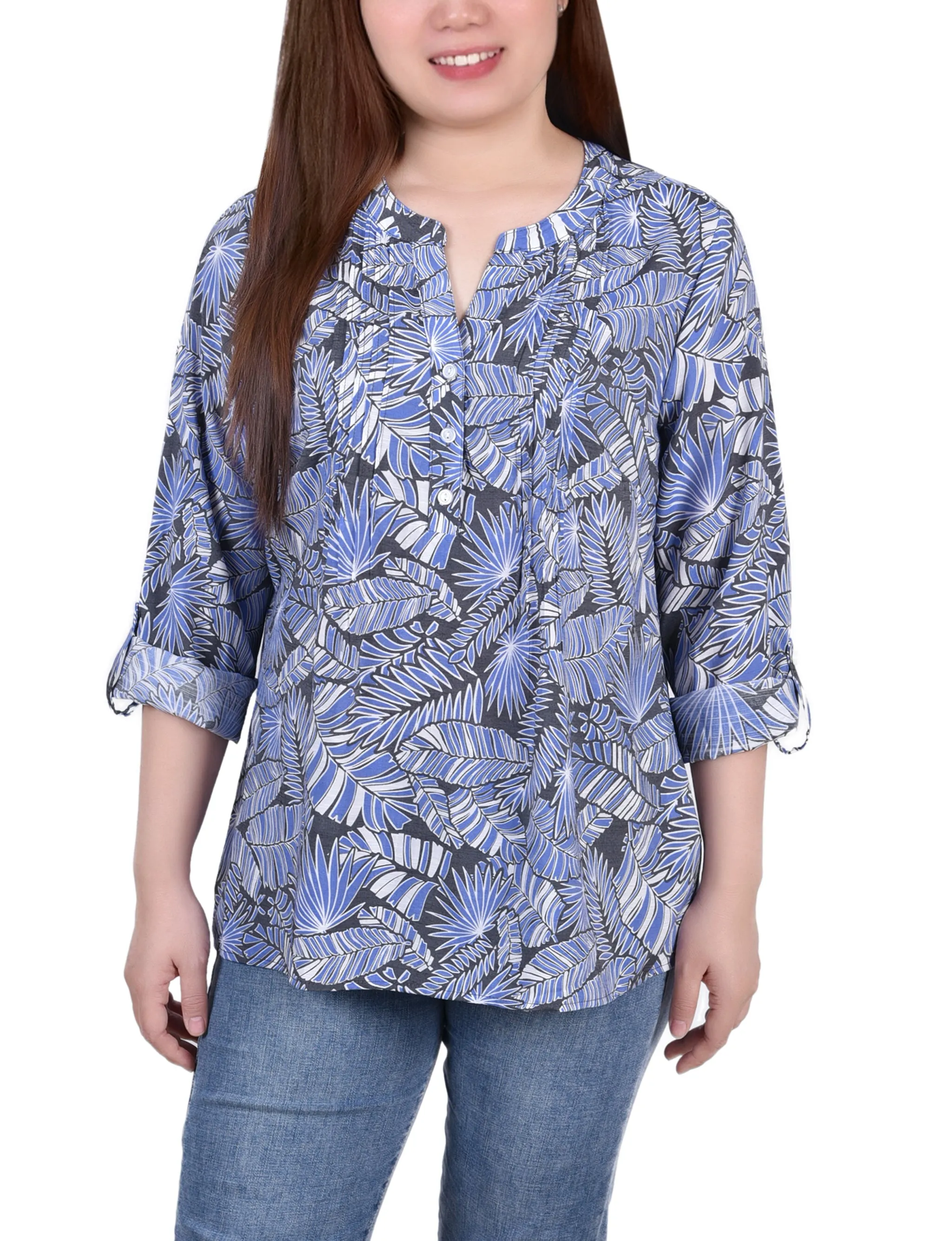Blouse Petite à manches 3/4 retroussées
