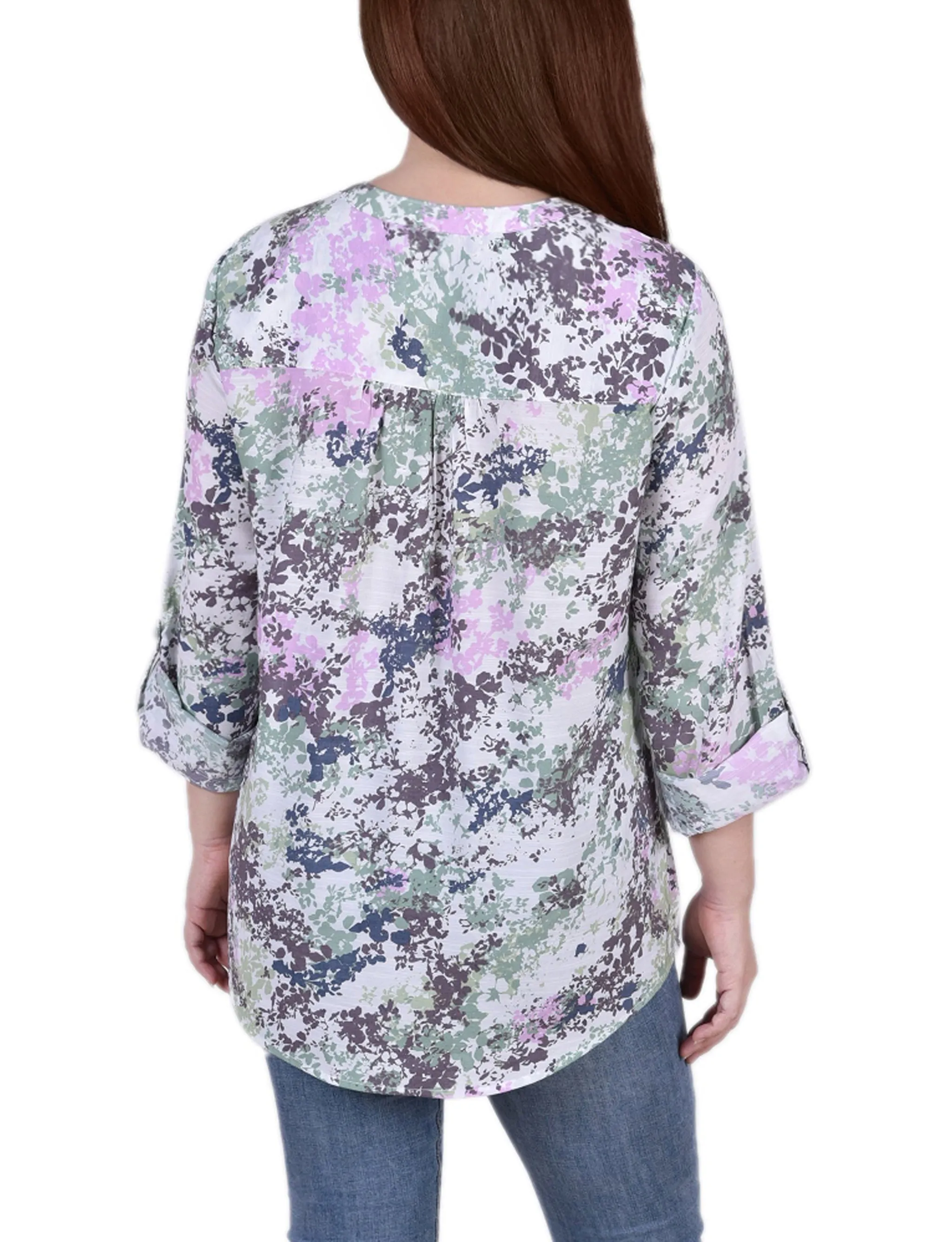 Blouse Petite à manches 3/4 retroussées
