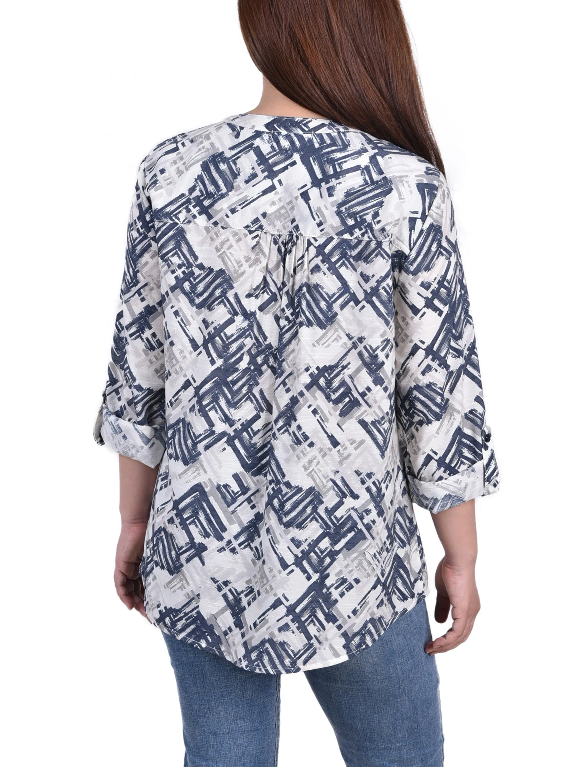 Blouse Petite à manches 3/4 retroussées