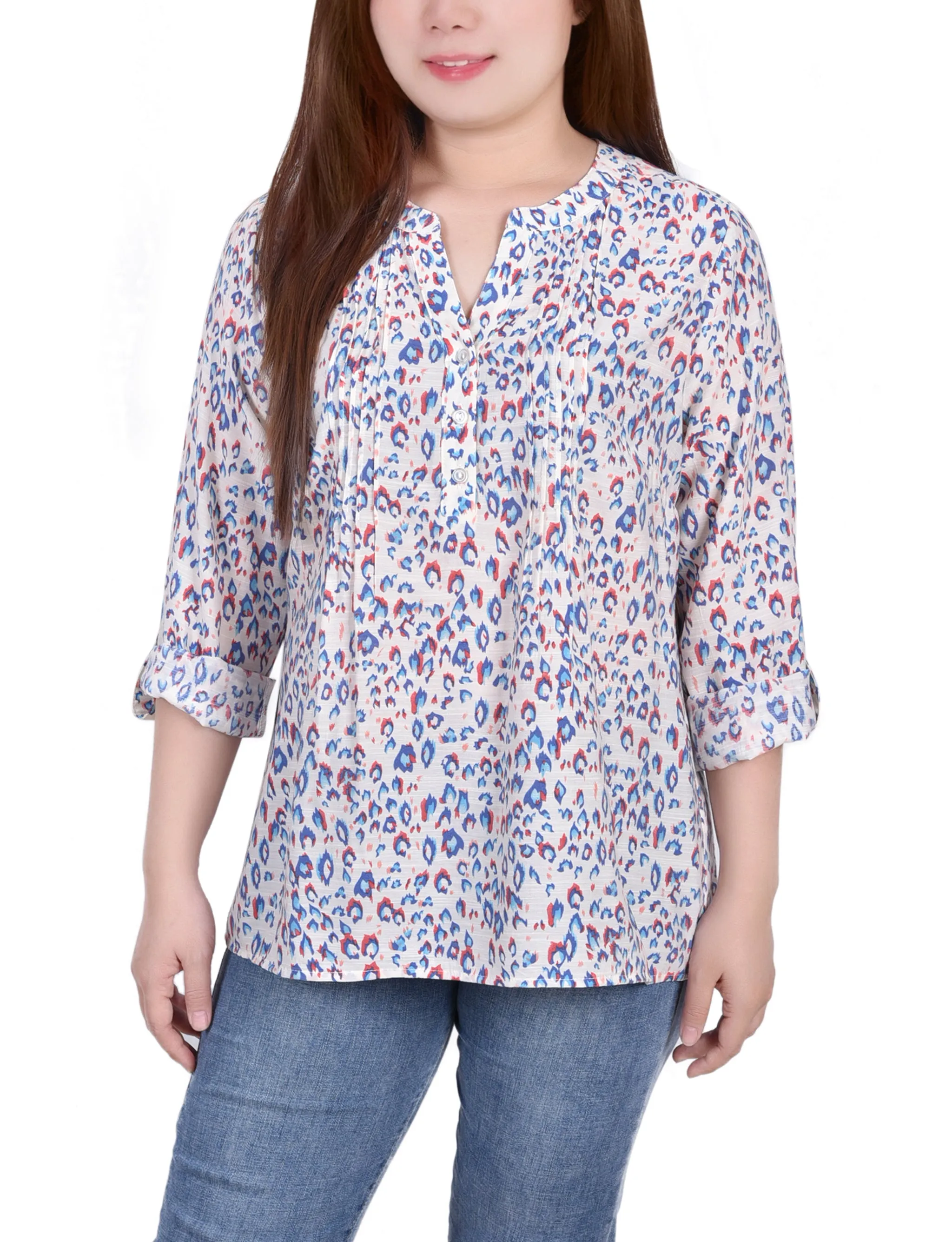 Blouse Petite à manches 3/4 retroussées