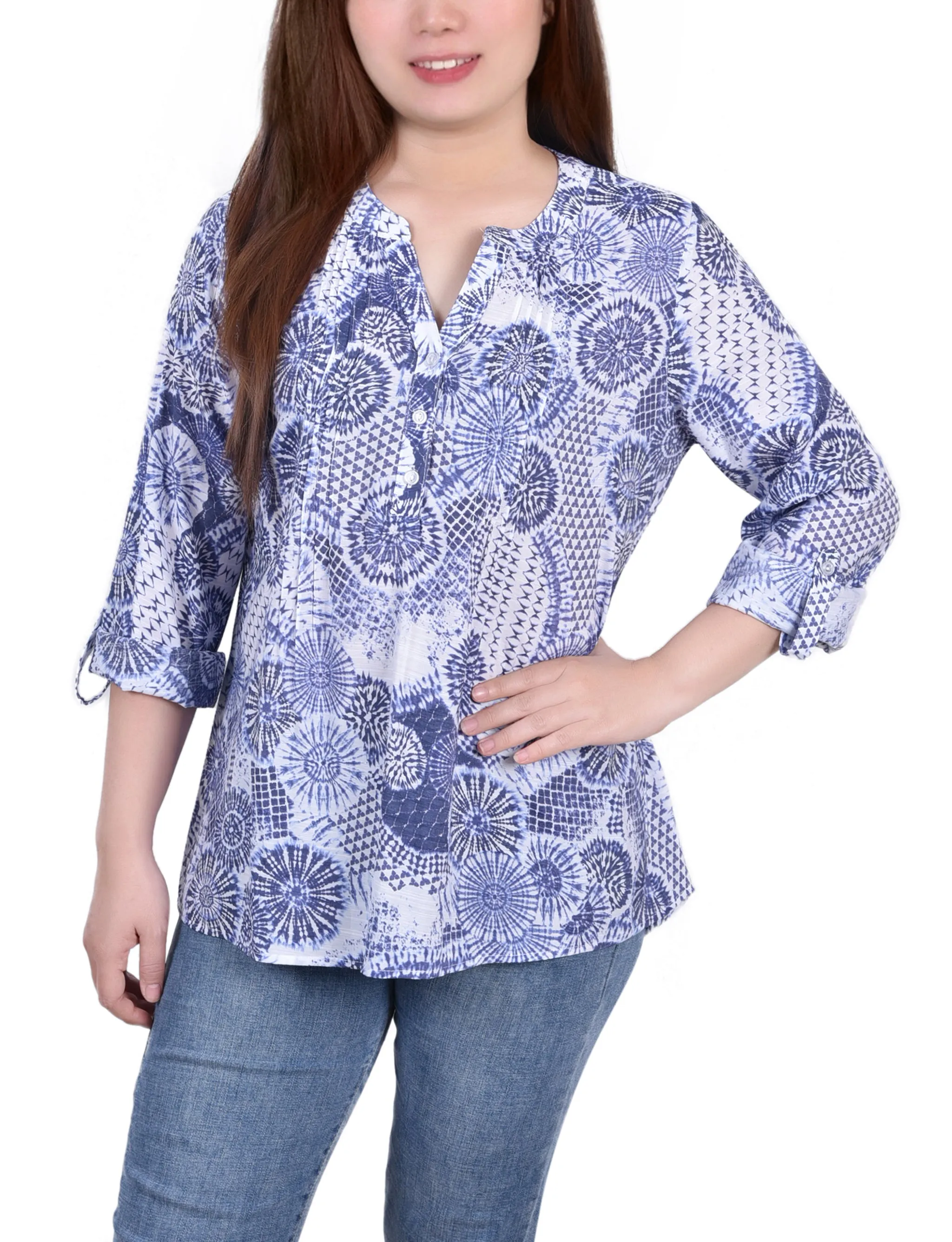Blouse Petite à manches 3/4 retroussées