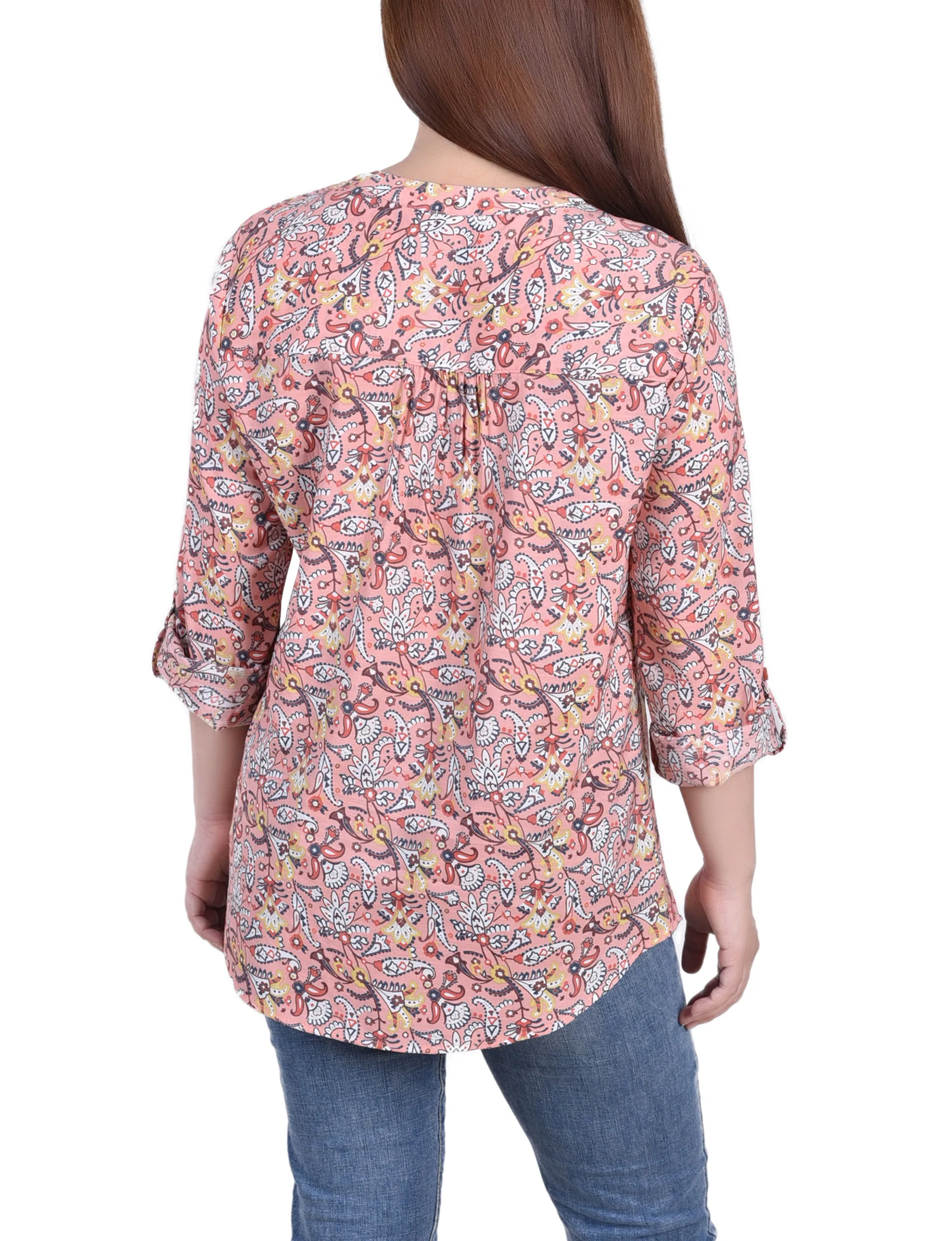 Blouse Petite à manches 3/4 retroussées