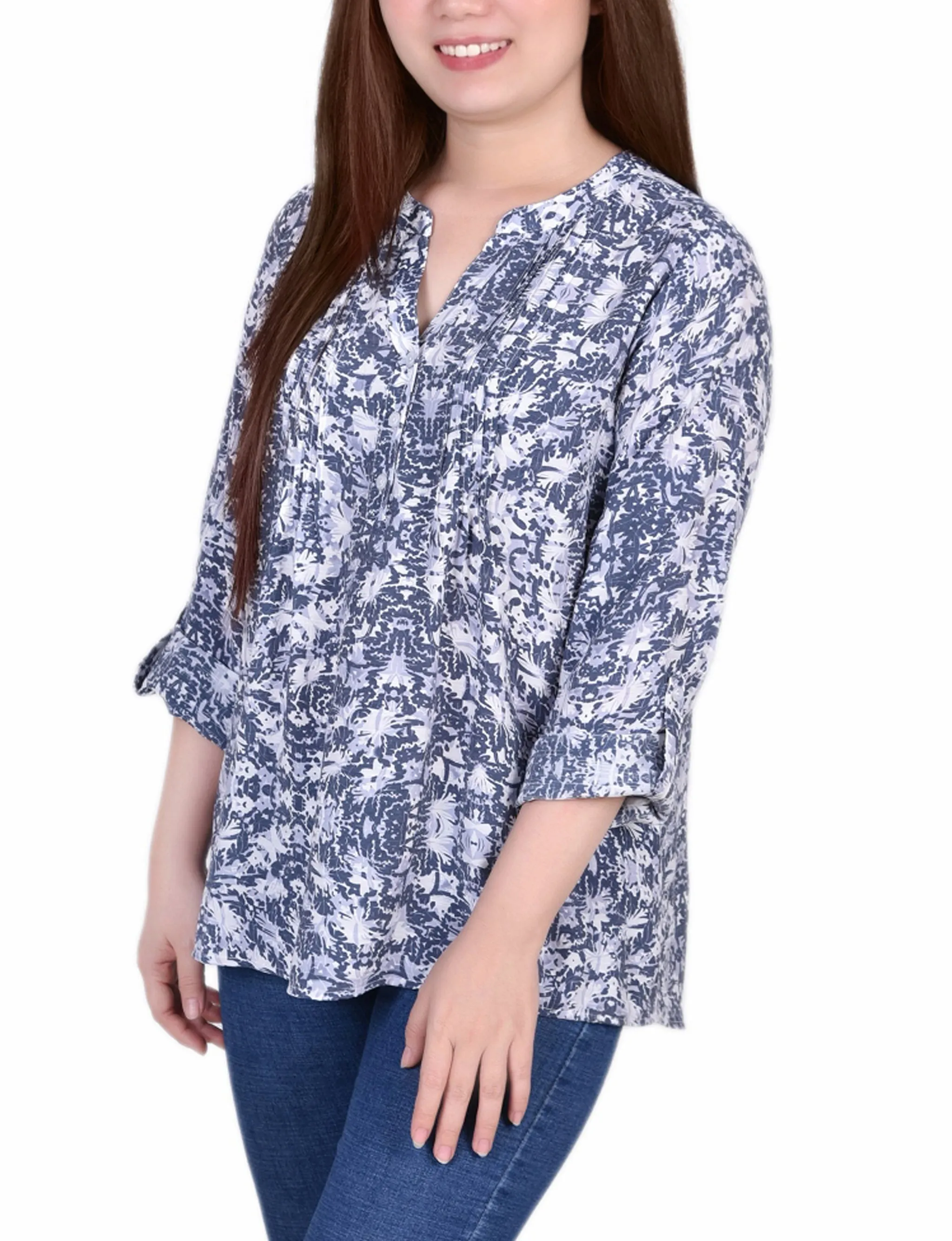Blouse Petite à manches 3/4 retroussées