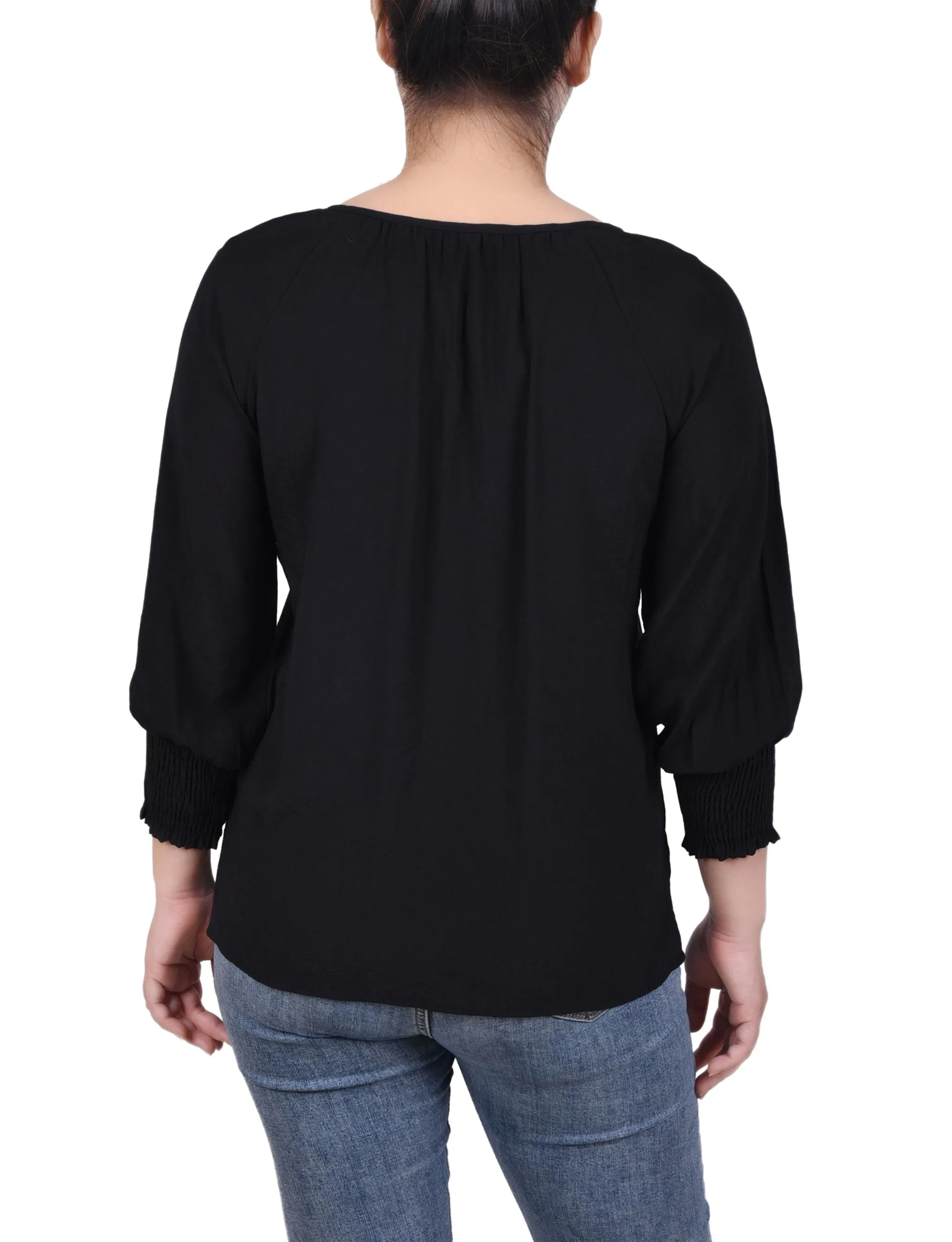 Blouse à boutonnage devant avec manches 3/4