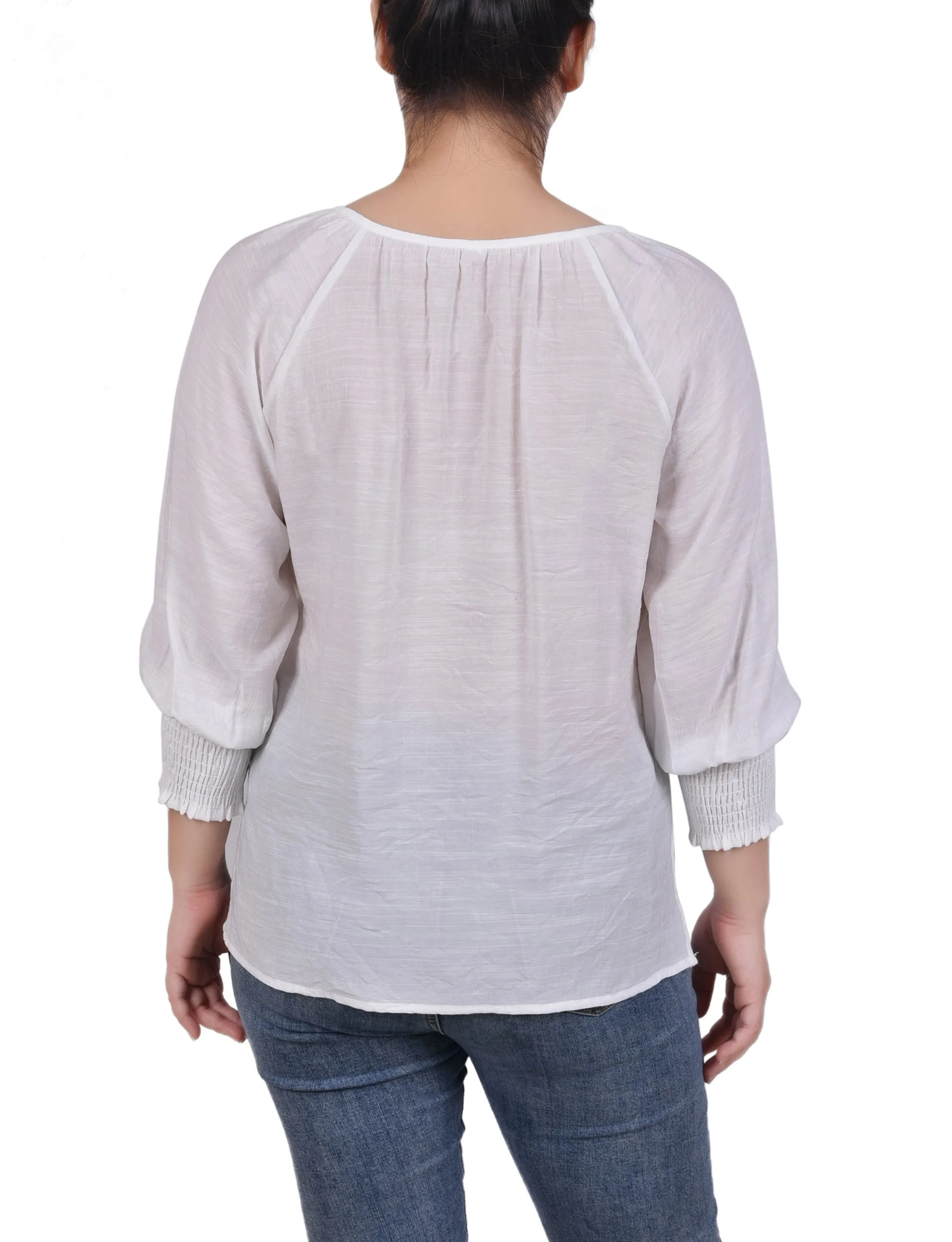 Blouse à boutonnage devant avec manches 3/4