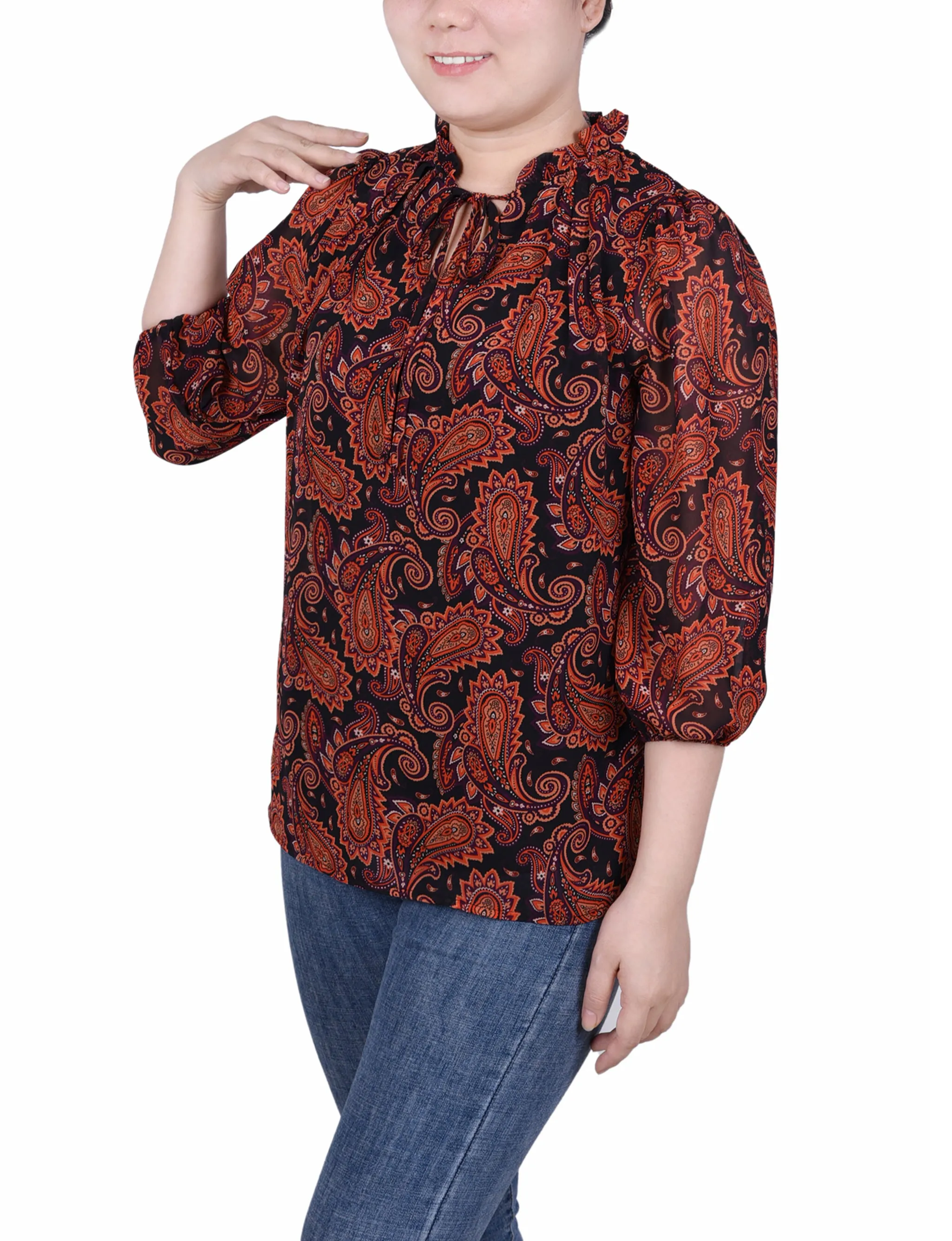 Blouse en mousseline 3/4 manches