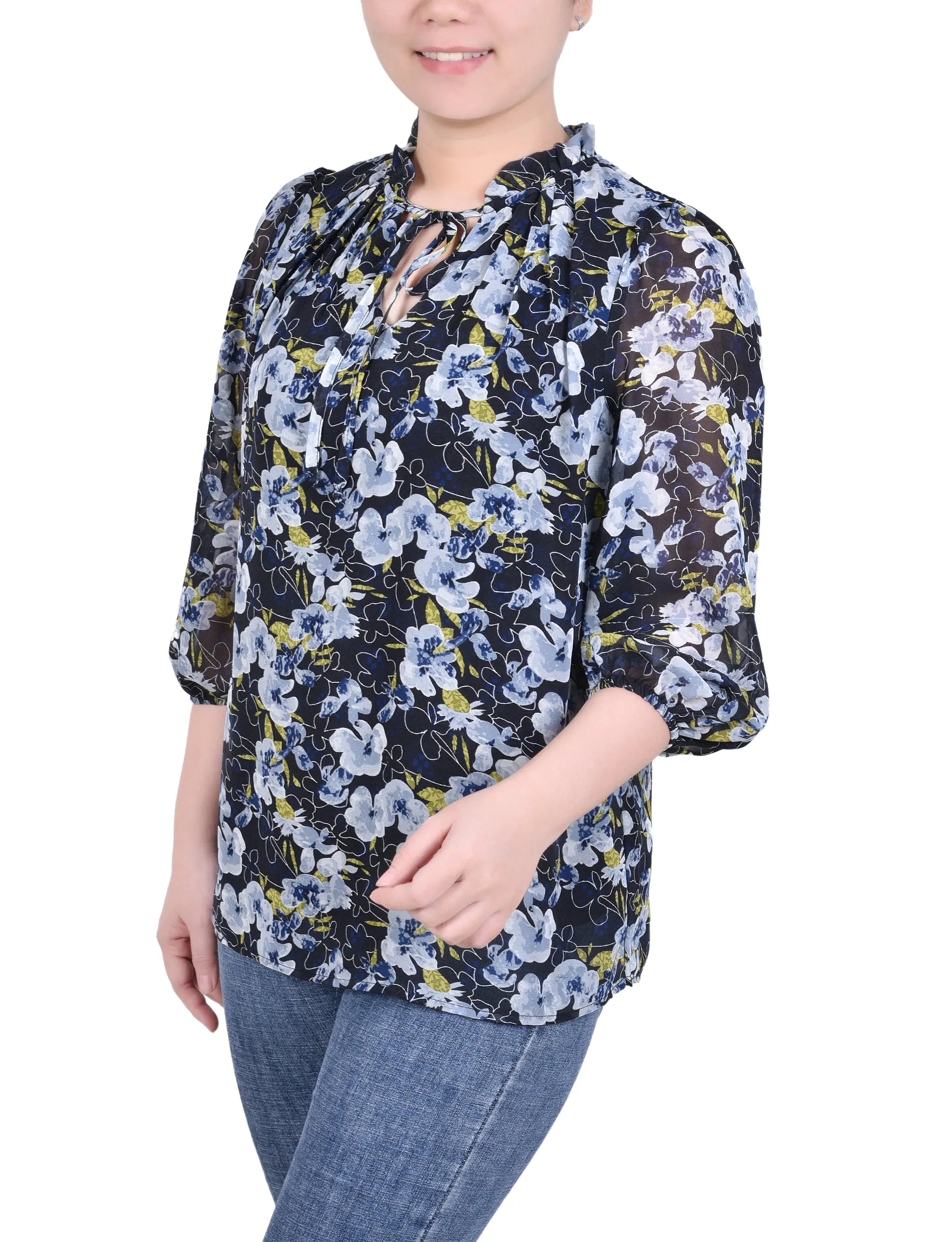 Blouse en mousseline 3/4 manches