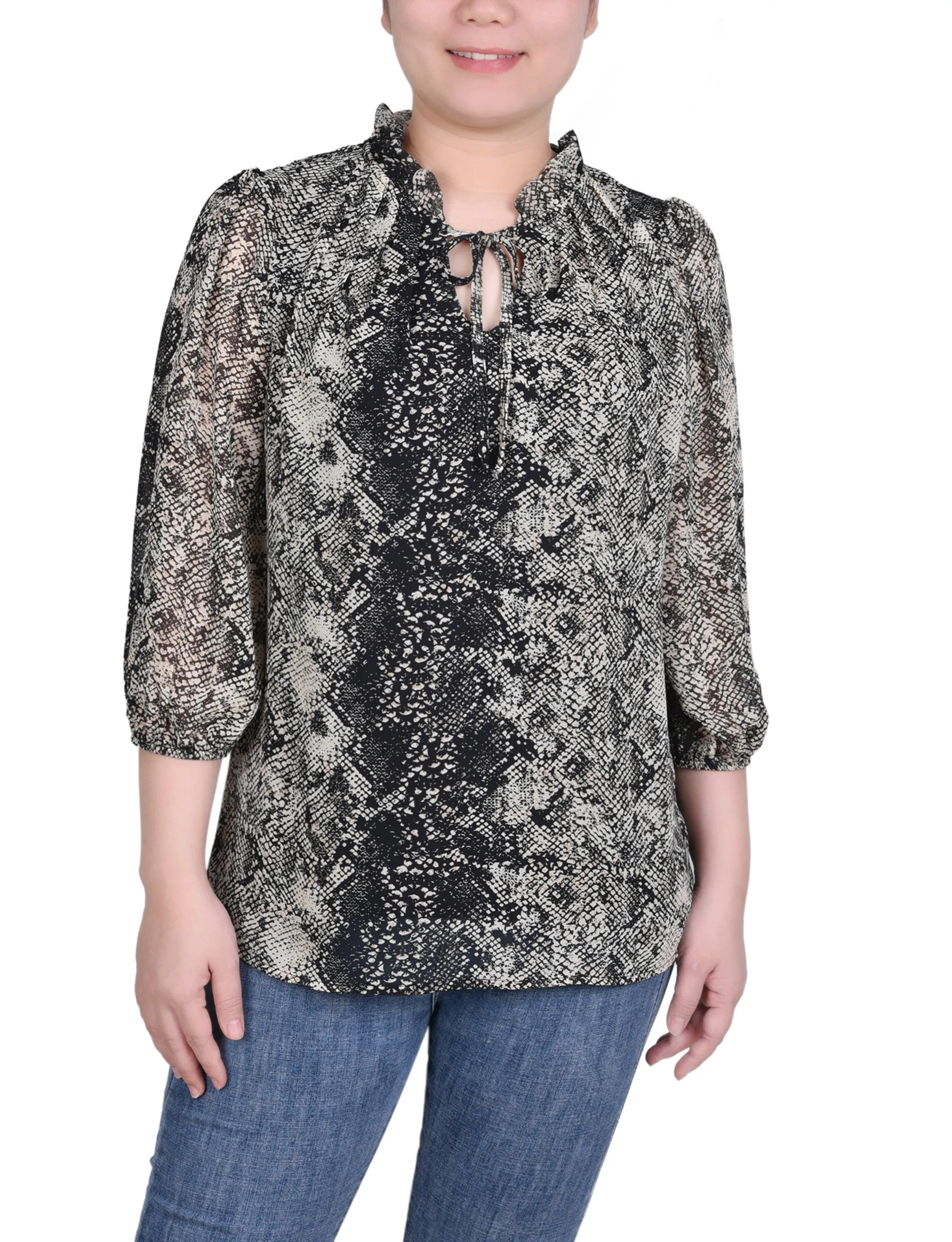 Blouse en mousseline 3/4 manches