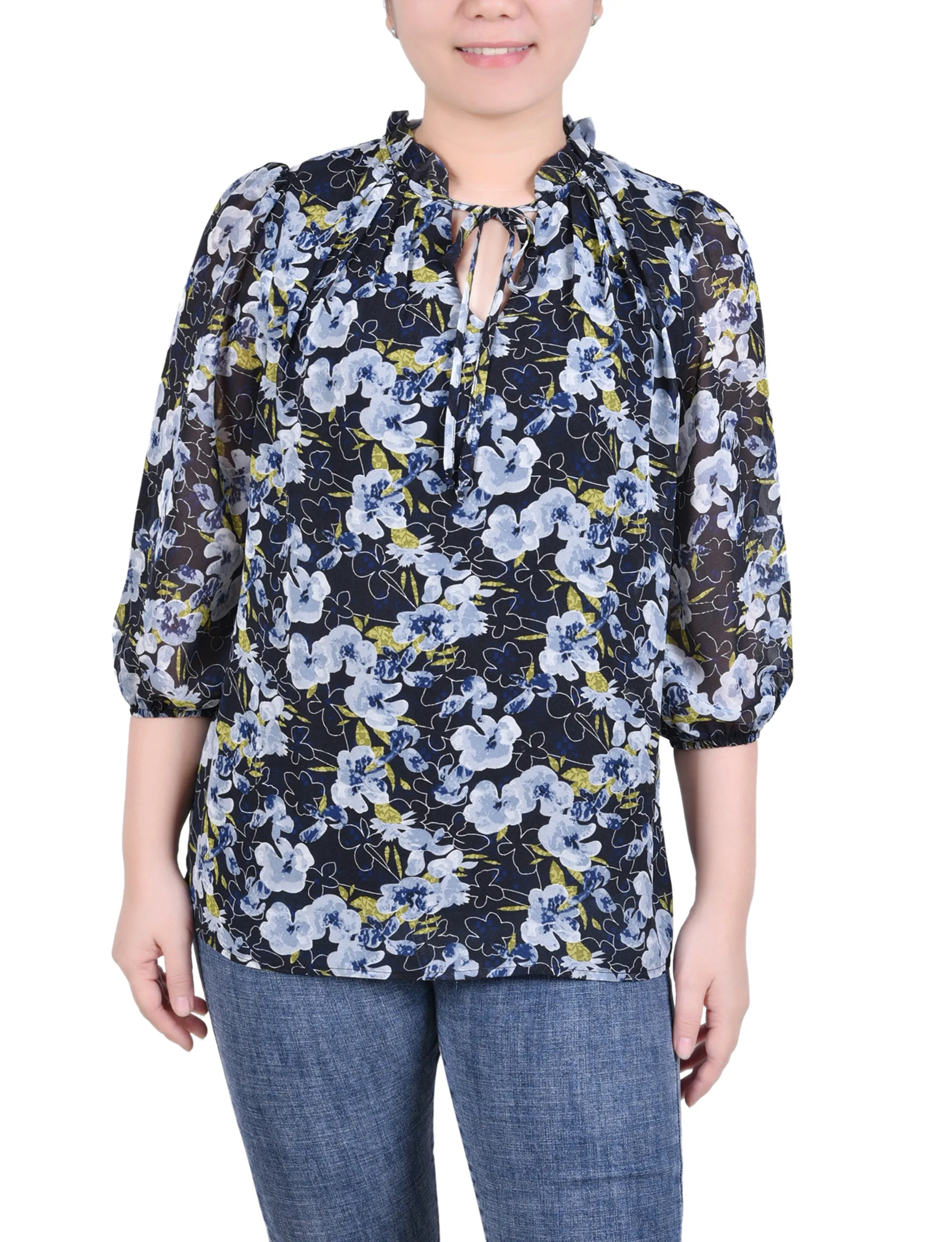 Blouse en mousseline 3/4 manches