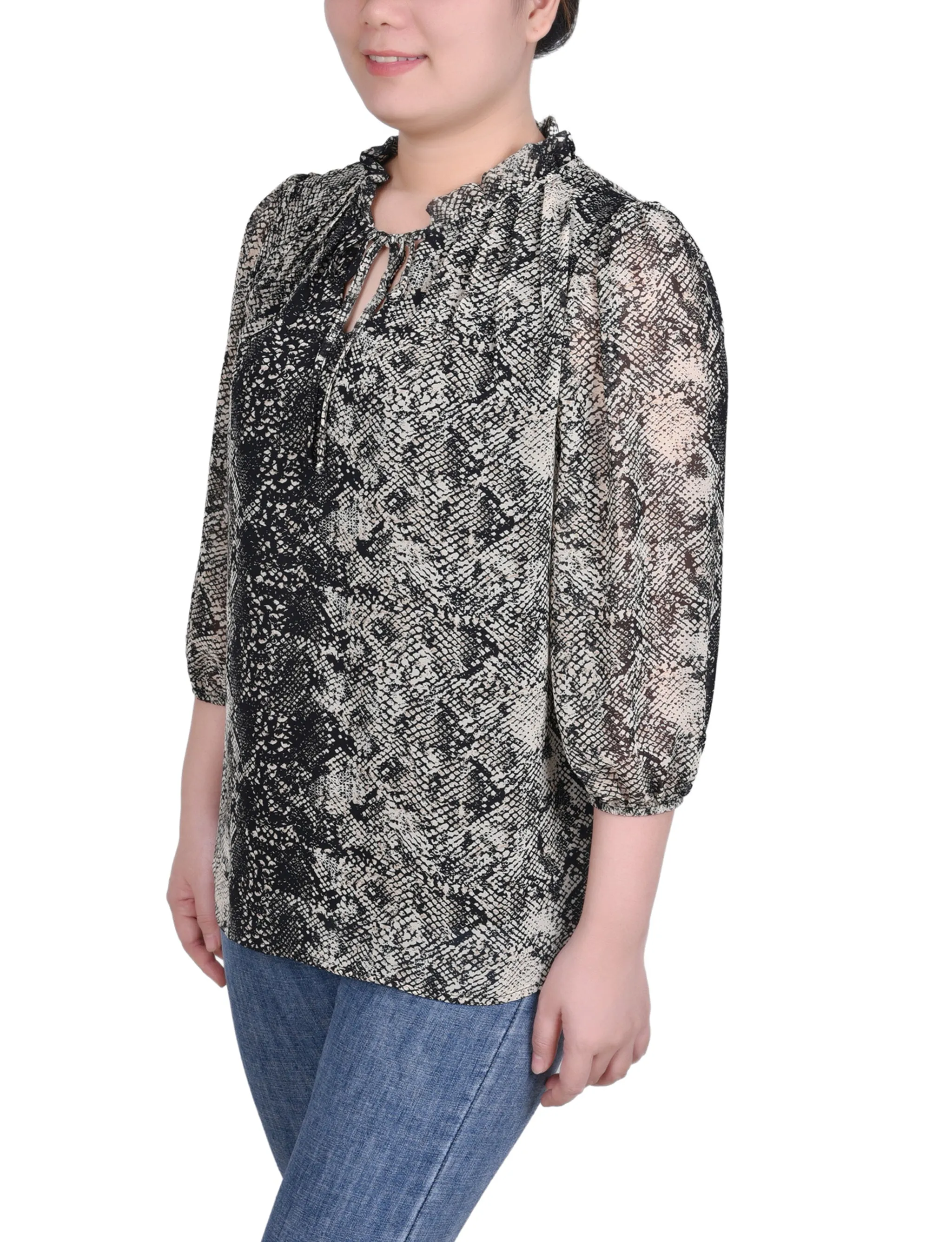 Blouse en mousseline 3/4 manches