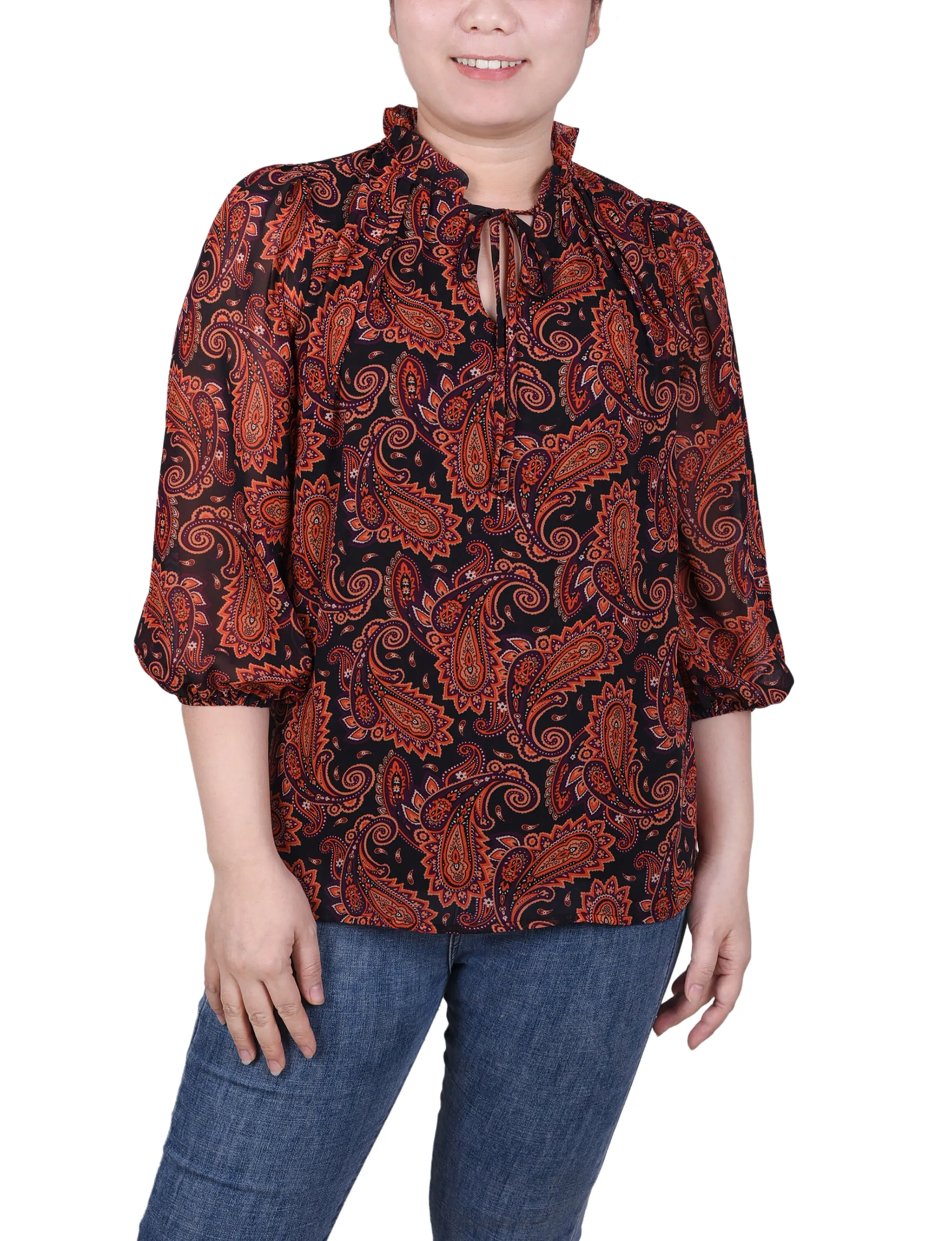 Blouse en mousseline 3/4 manches