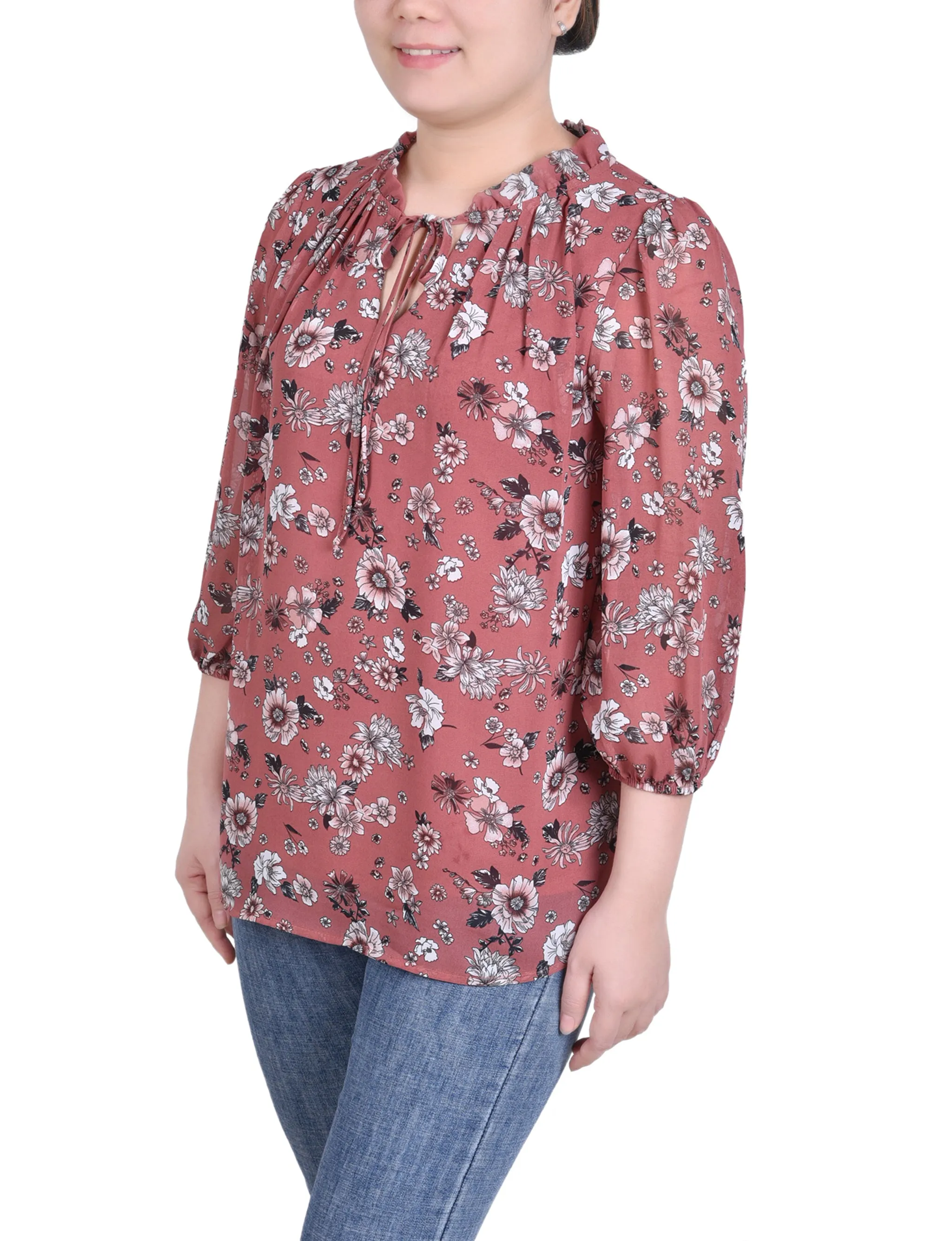 Blouse en mousseline 3/4 manches