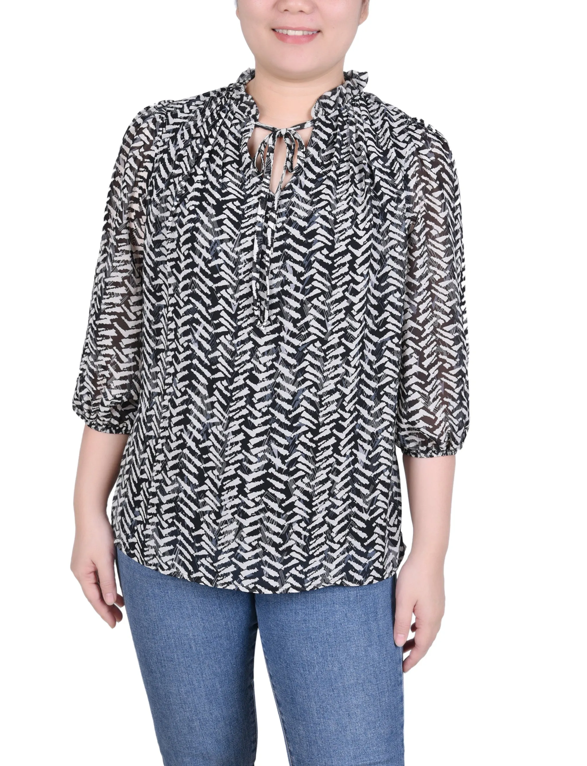 Blouse en mousseline 3/4 manches