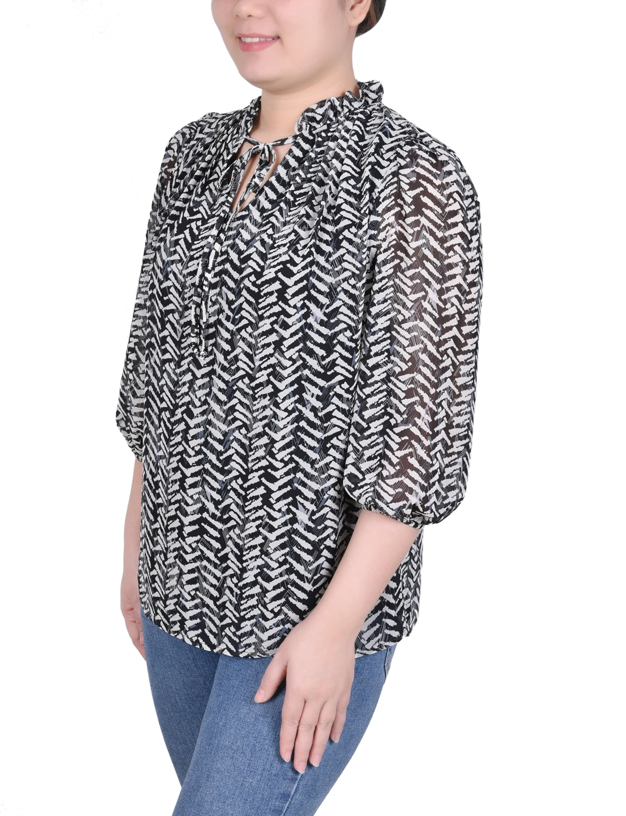 Blouse en mousseline 3/4 manches