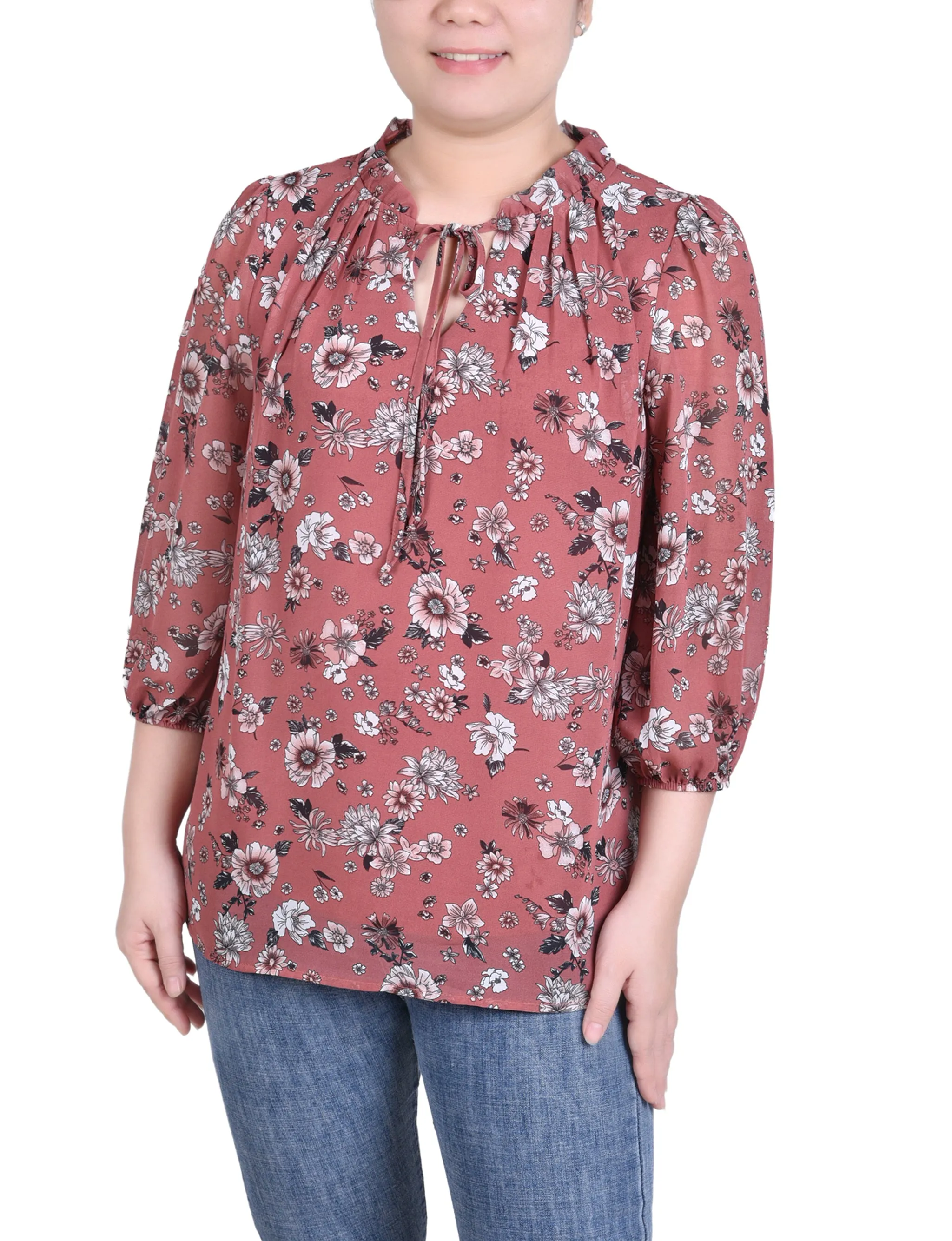 Blouse en mousseline 3/4 manches