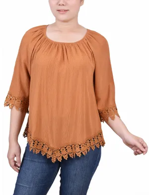 Petite 3/4 Sleeve Peasant Blouse