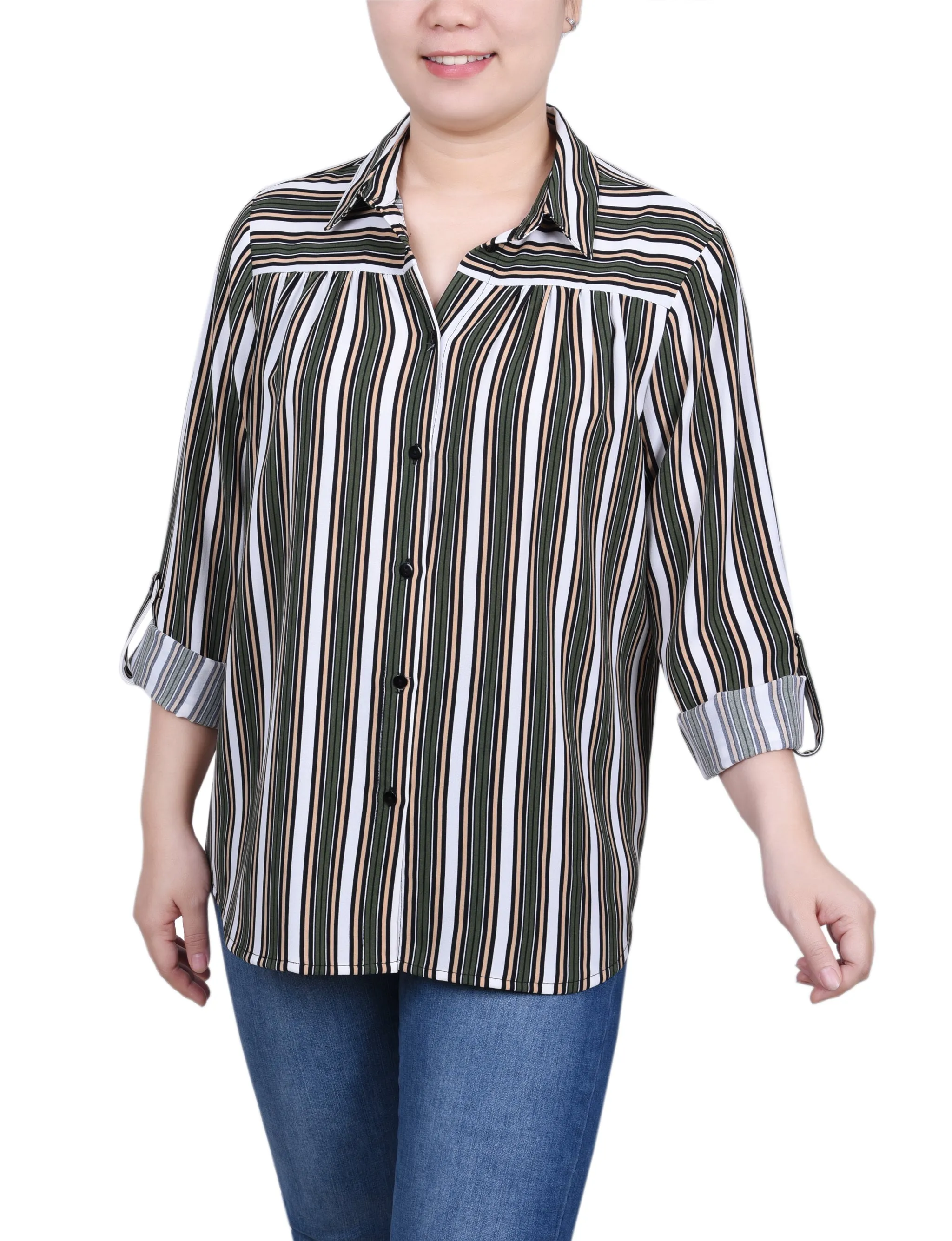 Blouse à manches courtes avec boutons roulés longs