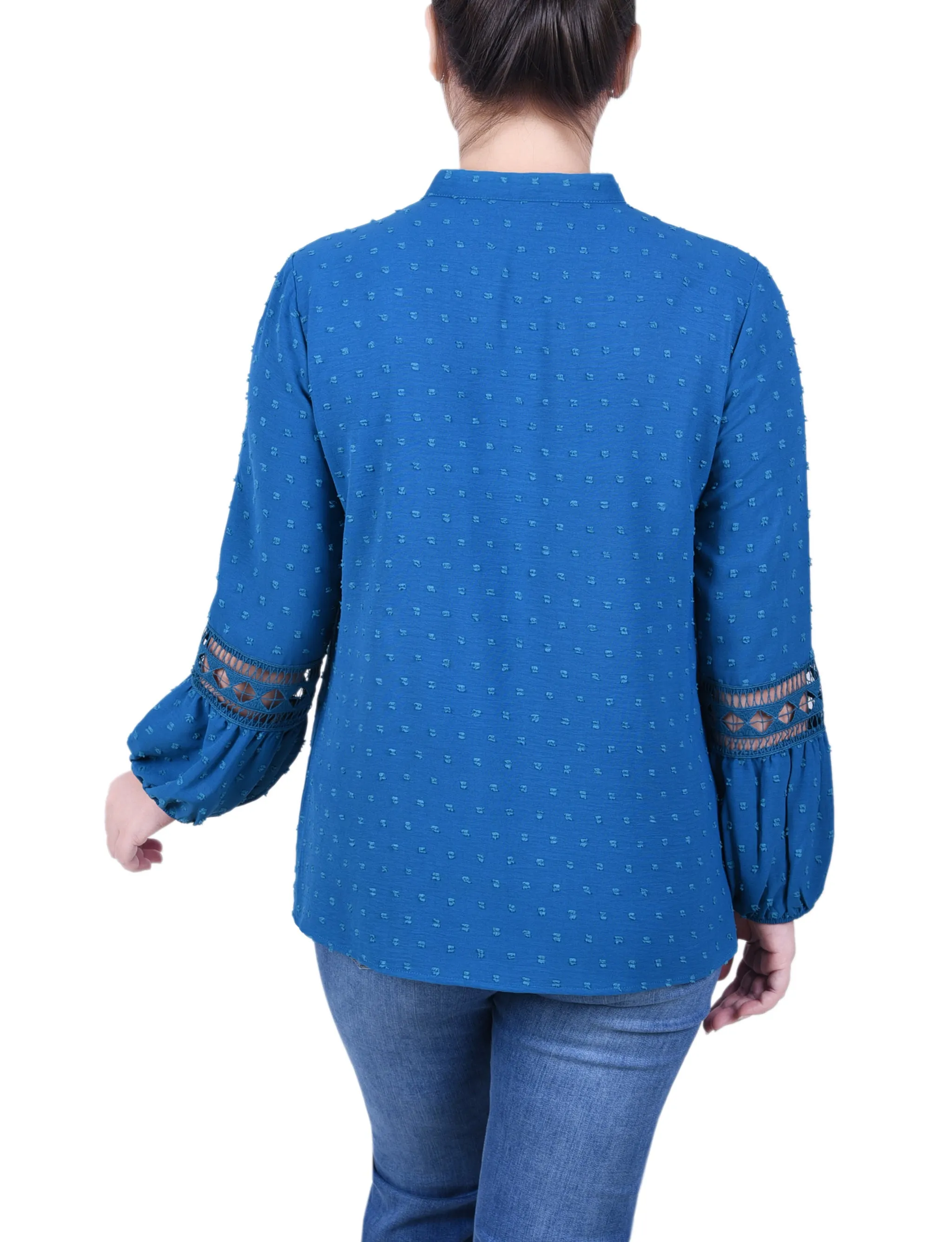 Petit Chemisier à Manches Longues avec Broderie au Crochet