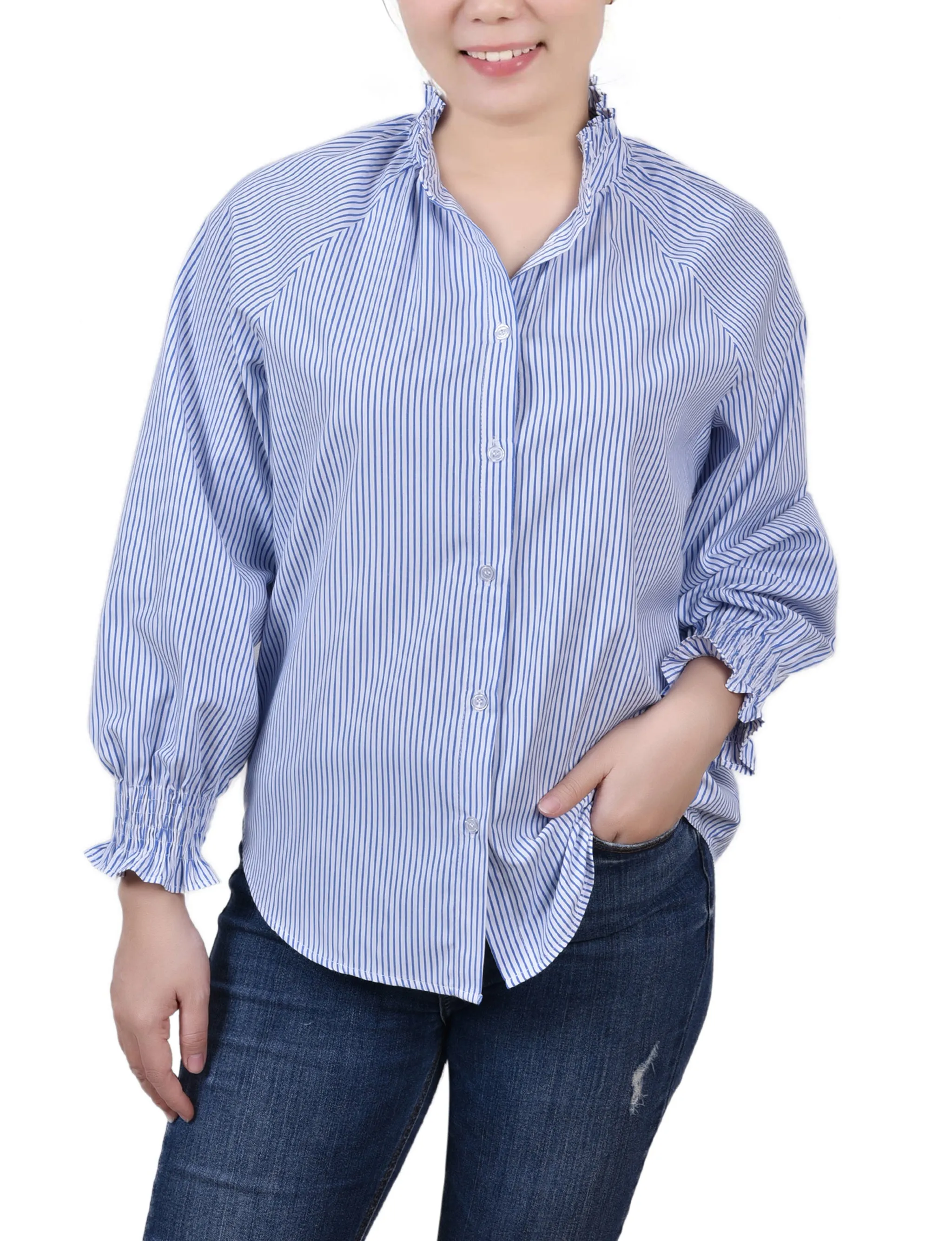 Petite Blouse à Manches Longues avec Boutonnage Devant