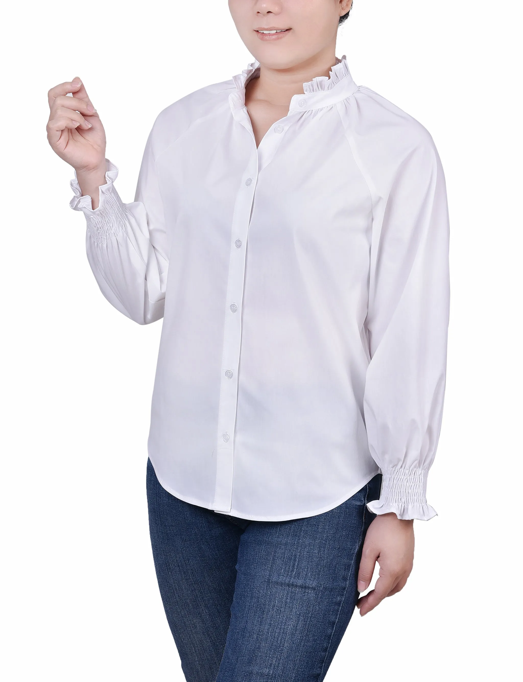 Petite Blouse à Manches Longues avec Boutonnage Devant