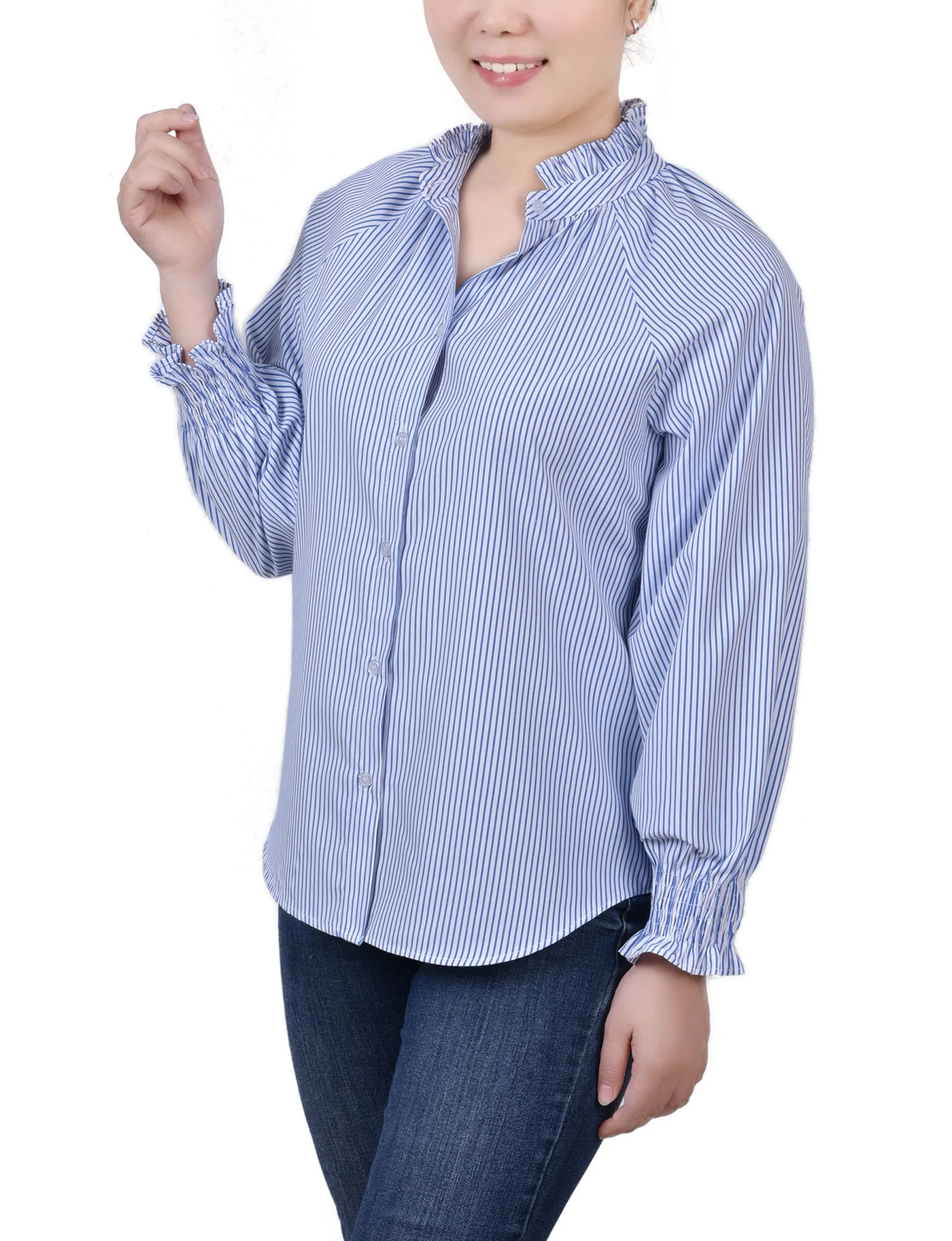 Petite Blouse à Manches Longues avec Boutonnage Devant
