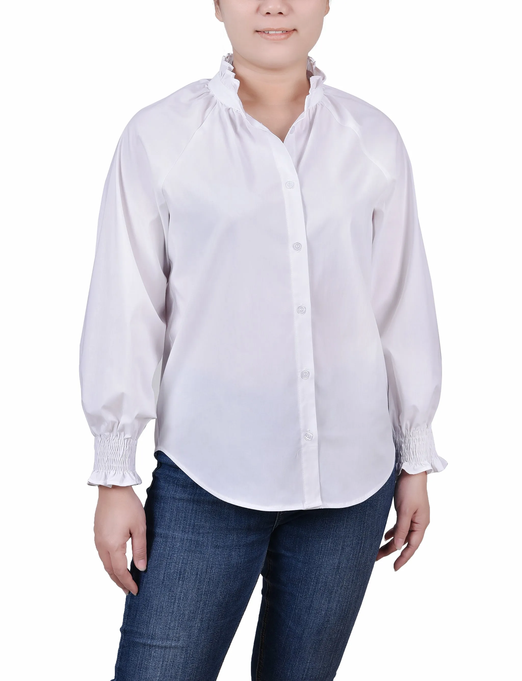 Petite Blouse à Manches Longues avec Boutonnage Devant