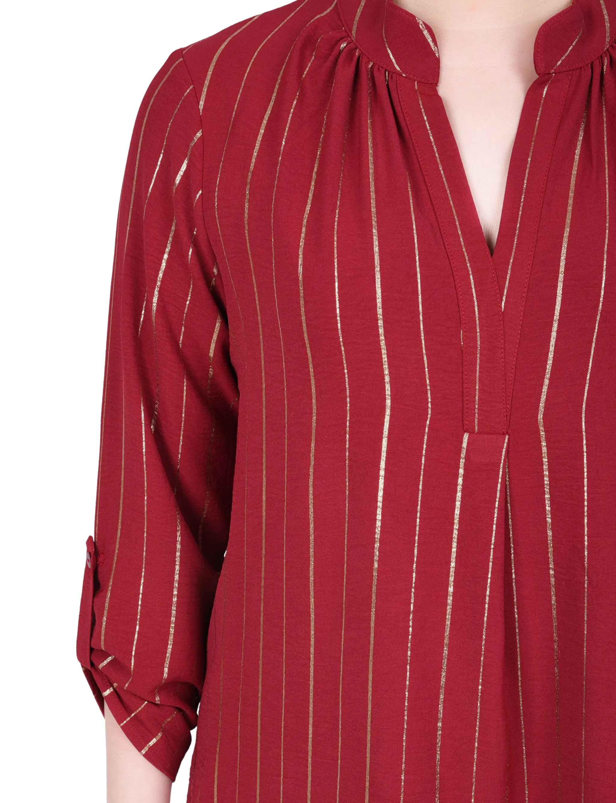 Petite Blouse à Manches Longues à Rayures Métallisées