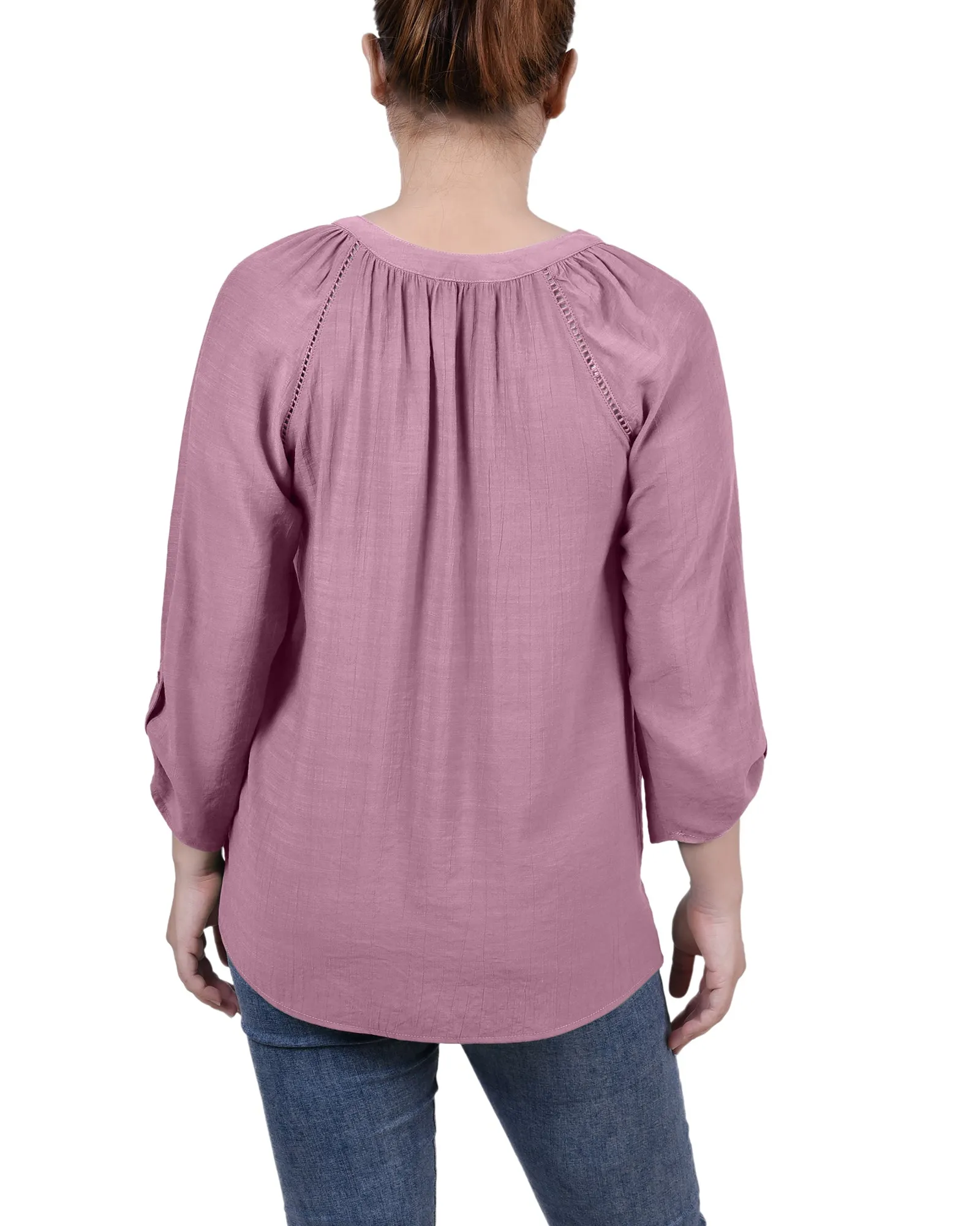 Blouse Petite à Manches Raglan et Encolure Fendue