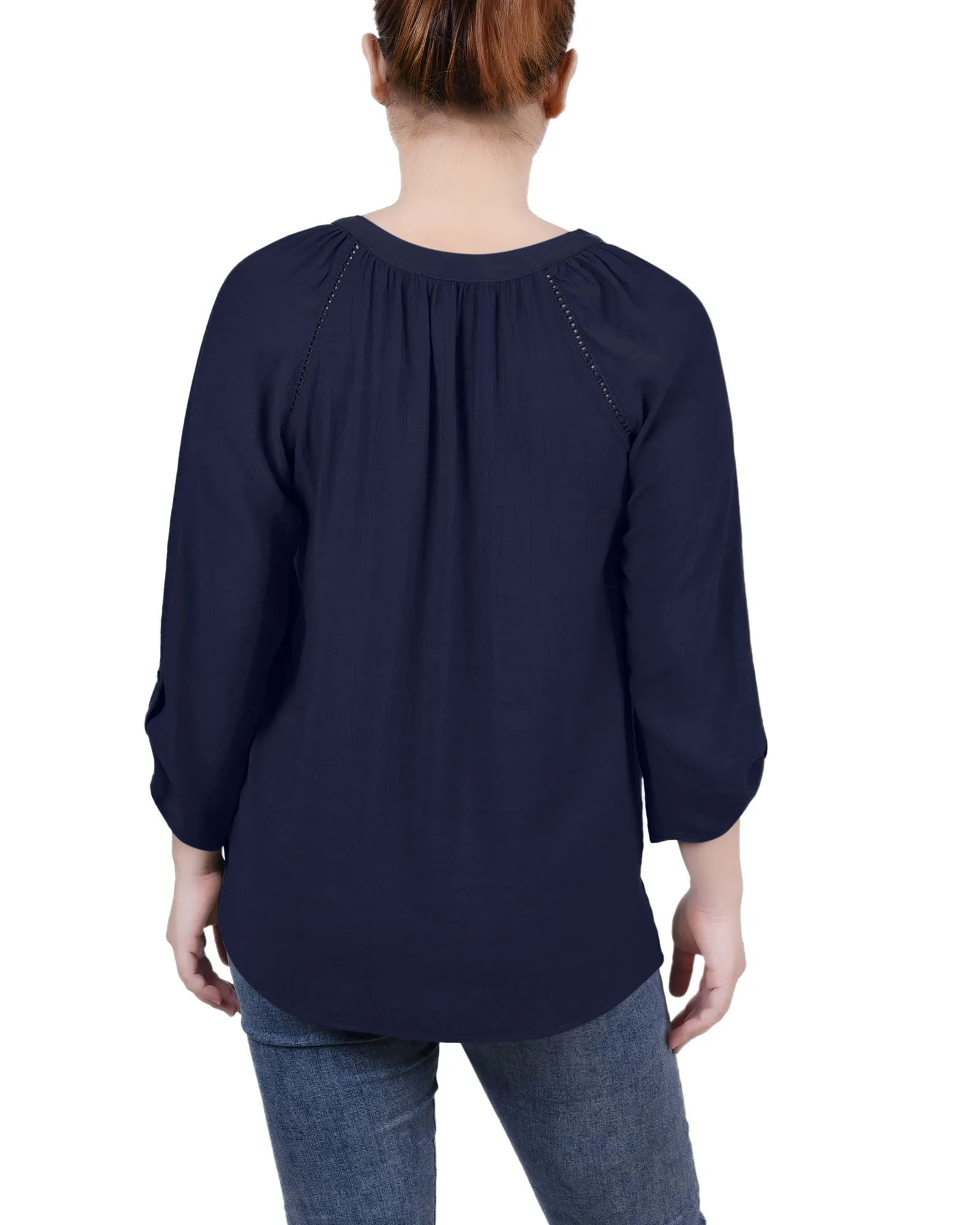 Blouse Petite à Manches Raglan et Encolure Fendue