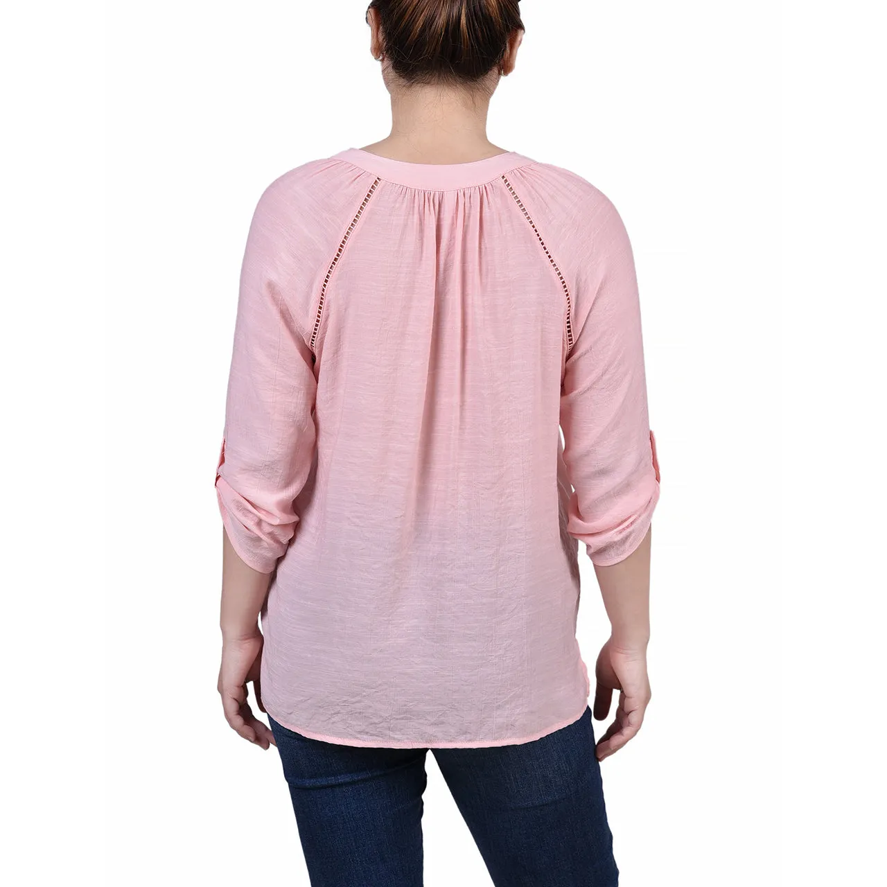 Blouse Petite à Manches Raglan et Encolure Fendue