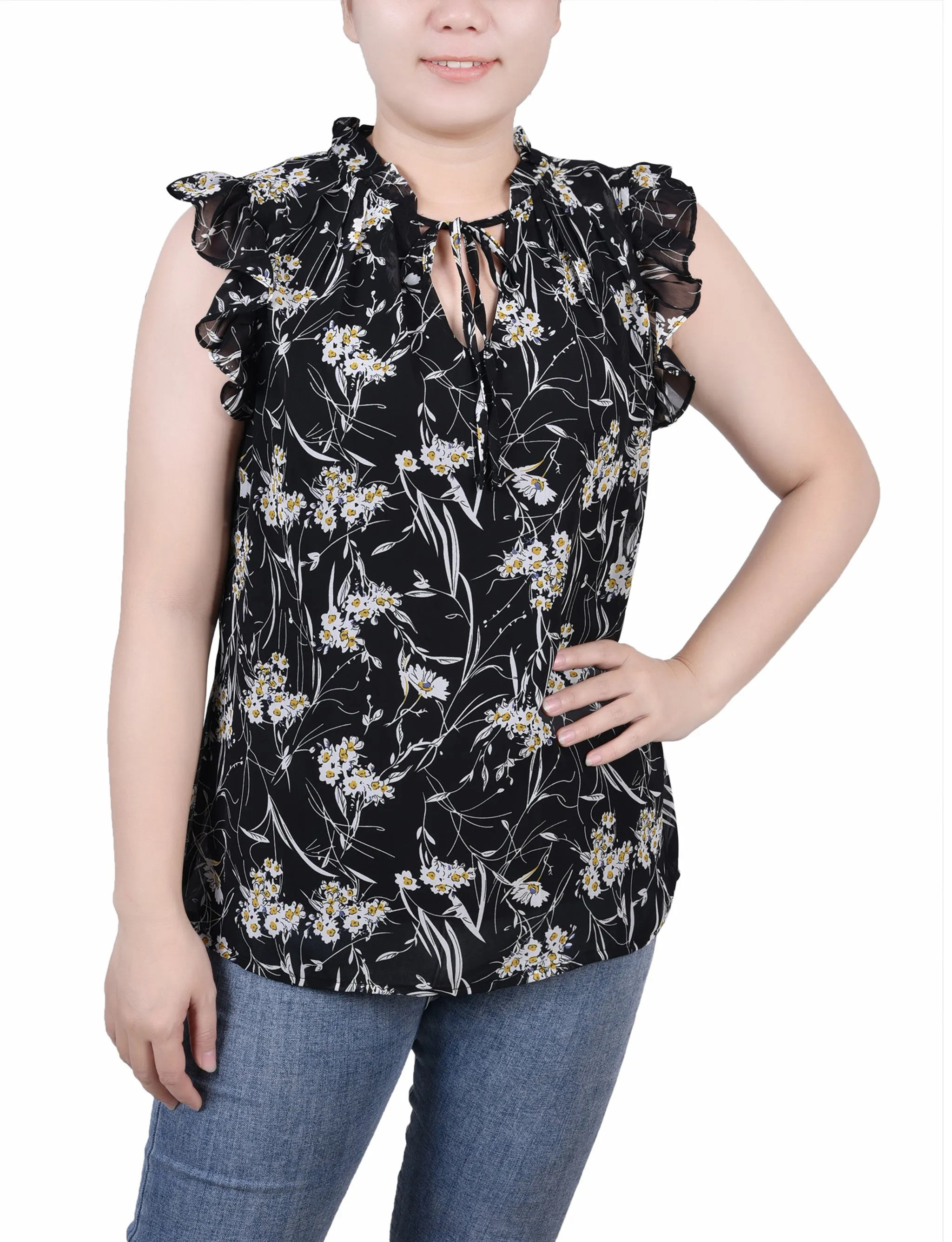 Blouse à manches froncées avec fermeture à nouer