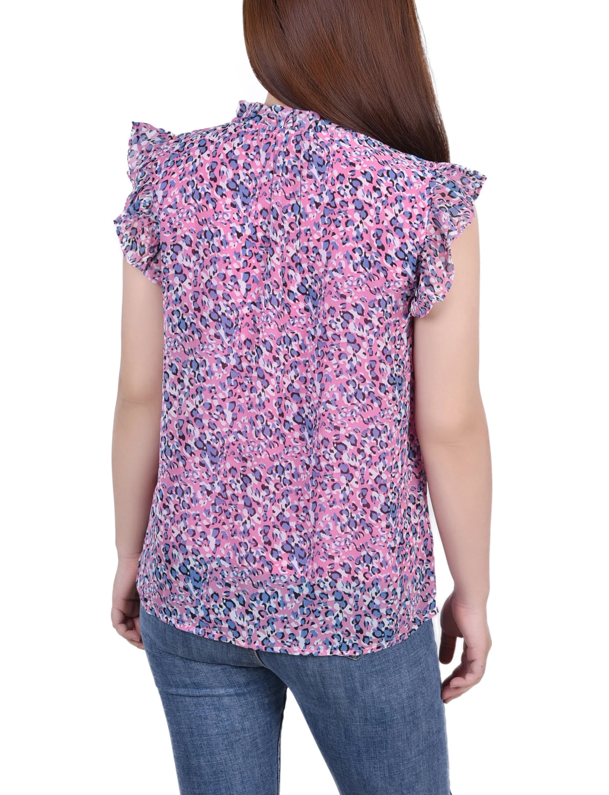 Blouse à manches froncées avec fermeture à nouer