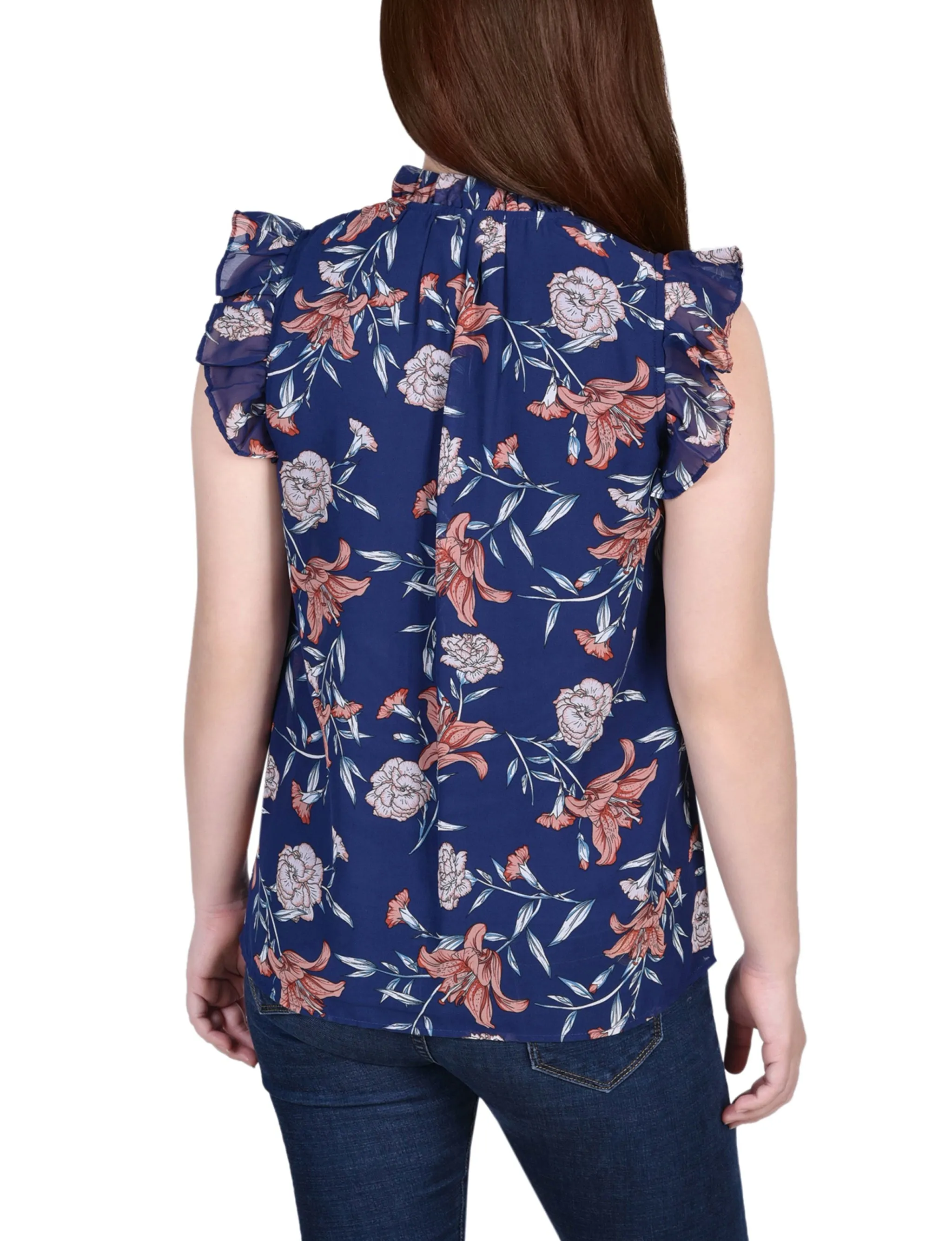 Blouse à manches froncées avec fermeture à nouer