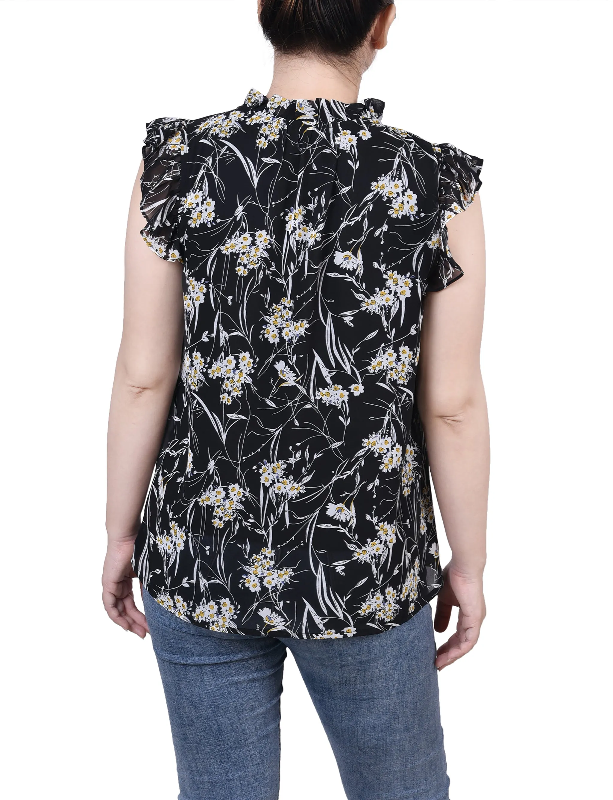 Blouse à manches froncées avec fermeture à nouer