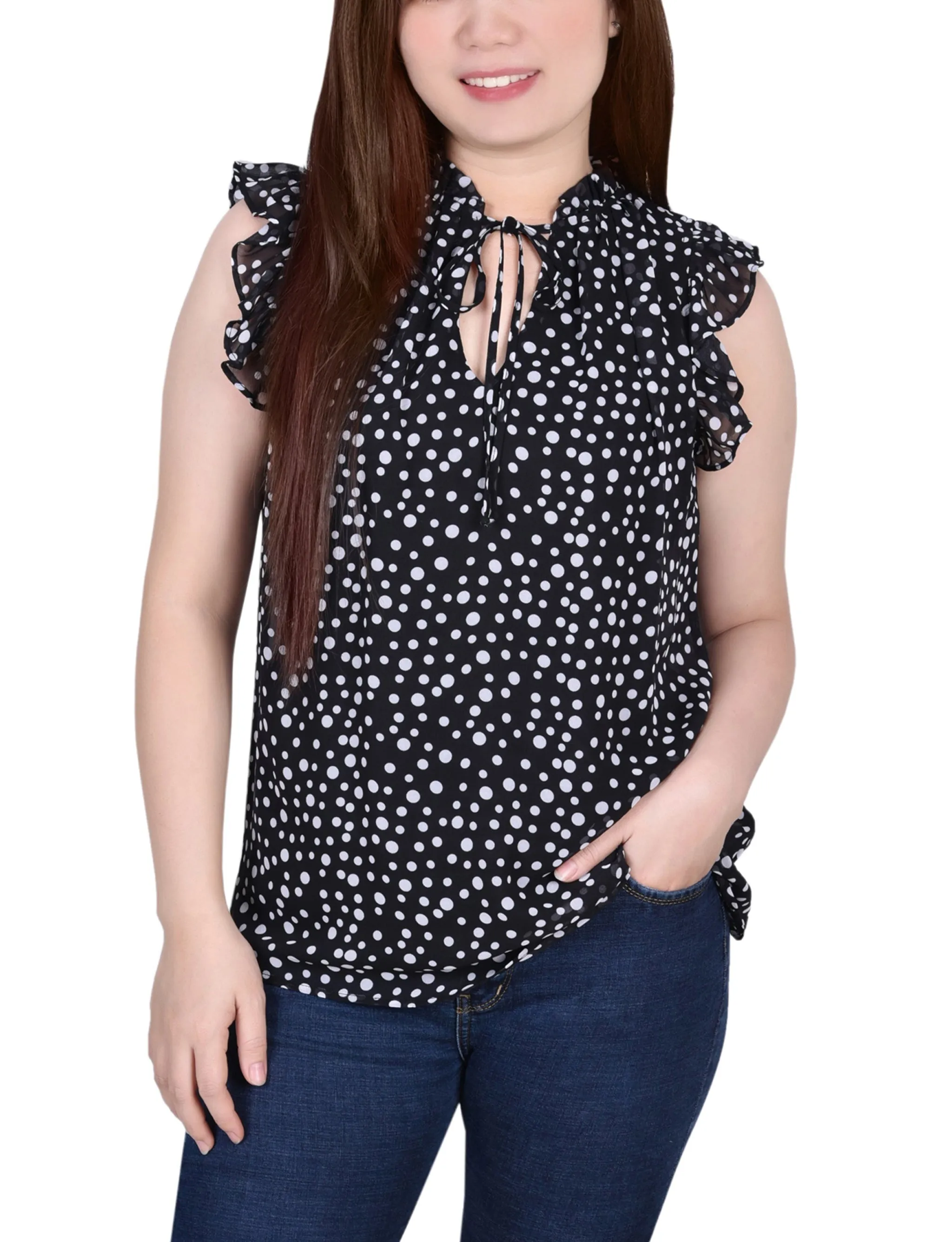 Blouse à manches froncées avec fermeture à nouer